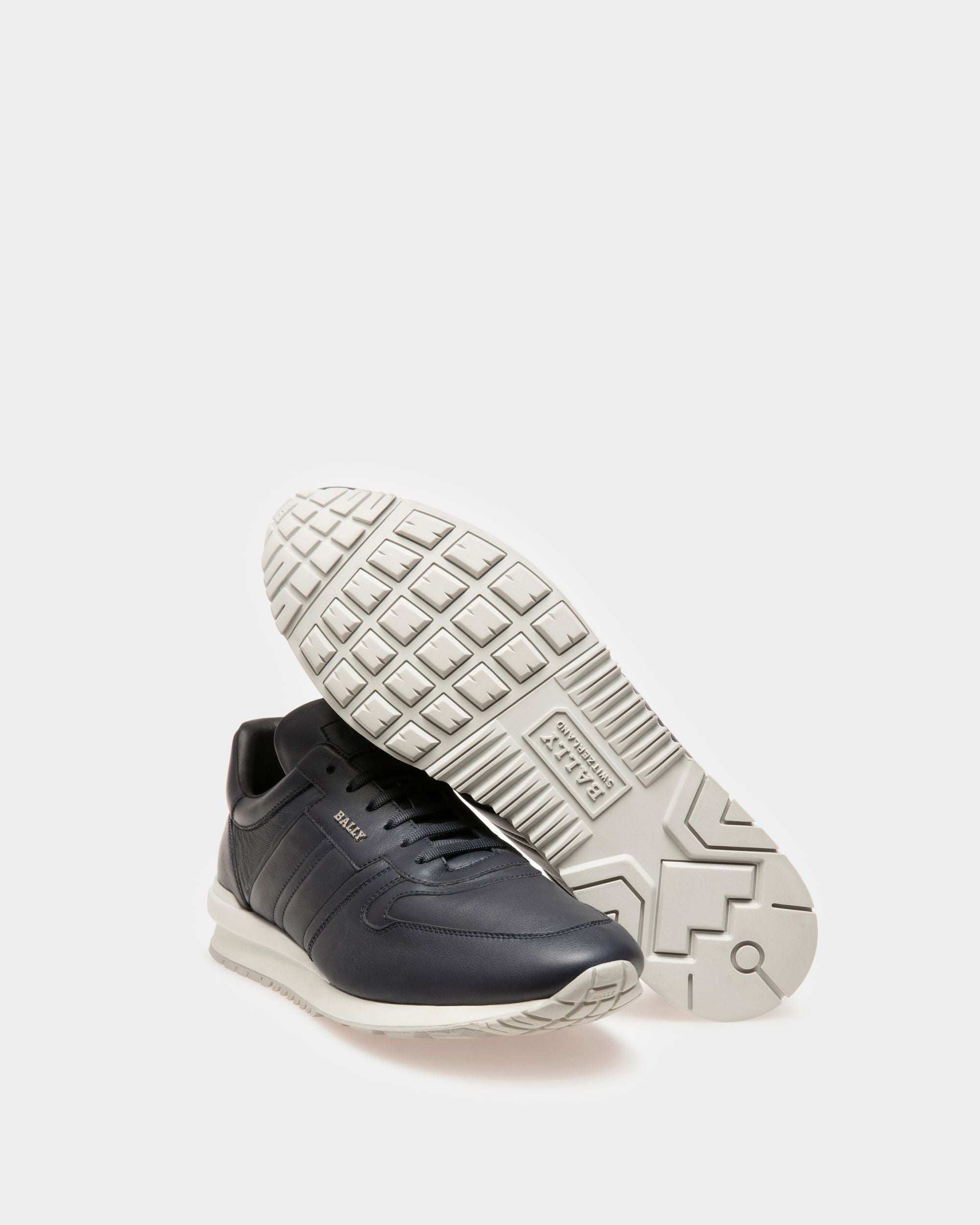 Asler Zapatillas Deportivas En Piel De Color Azul Marino - Hombre - Bally - 04