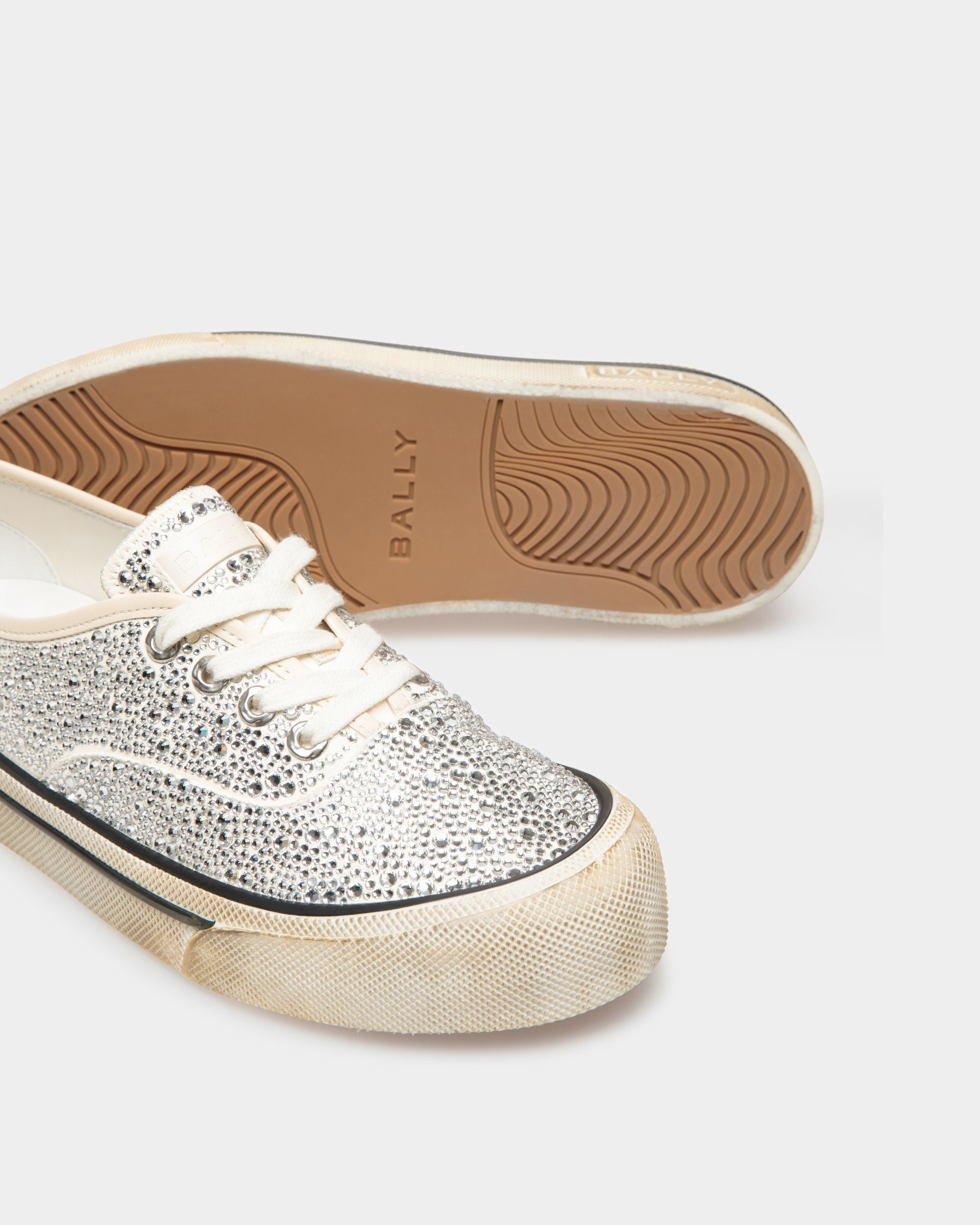 Zapatillas Lawren De Piel Y Strass Color Hueso - Hombre - Bally - 05