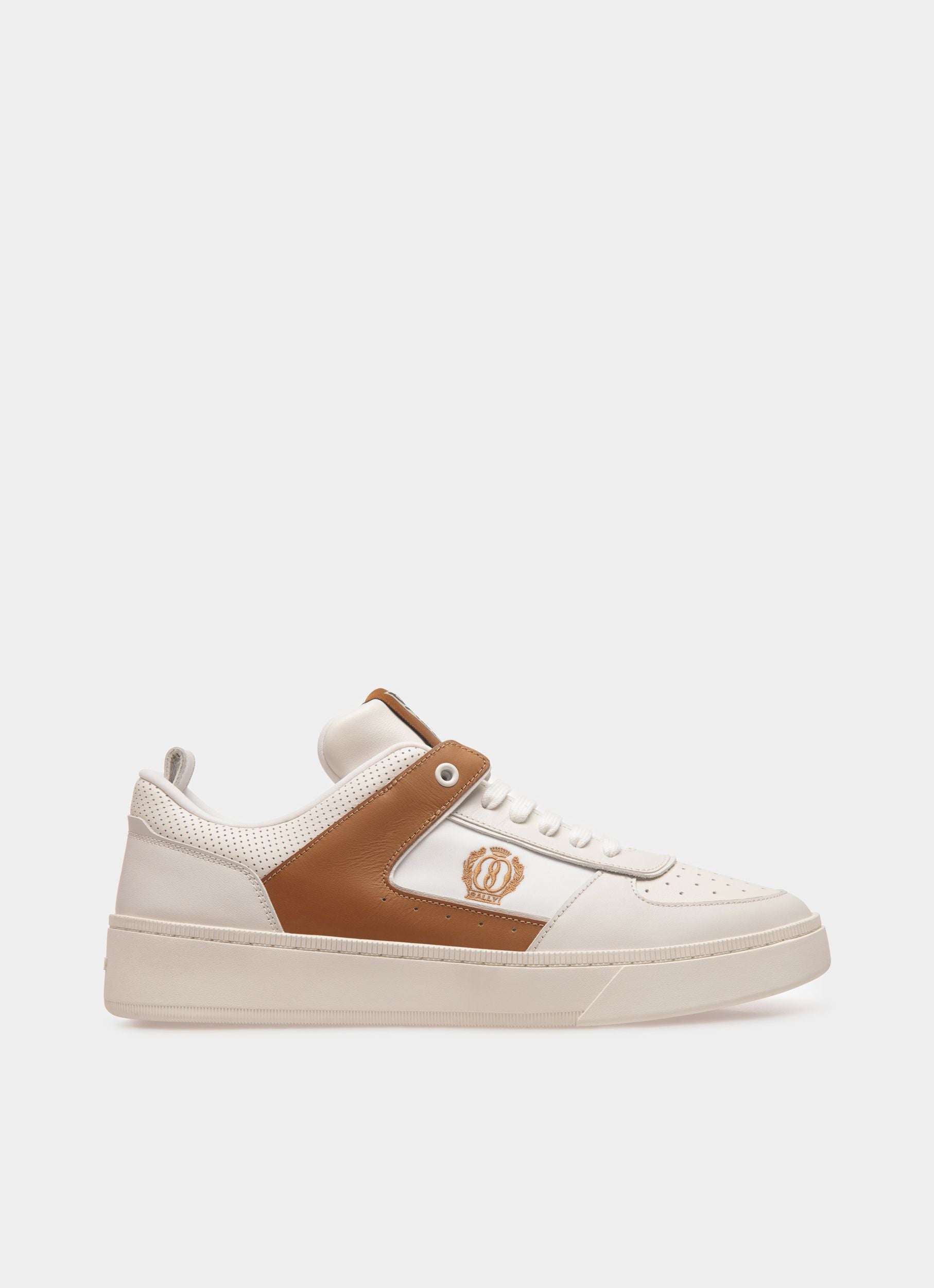 Zapatilla De Piel En Blanco Y Marrón - Hombre - Bally - 01