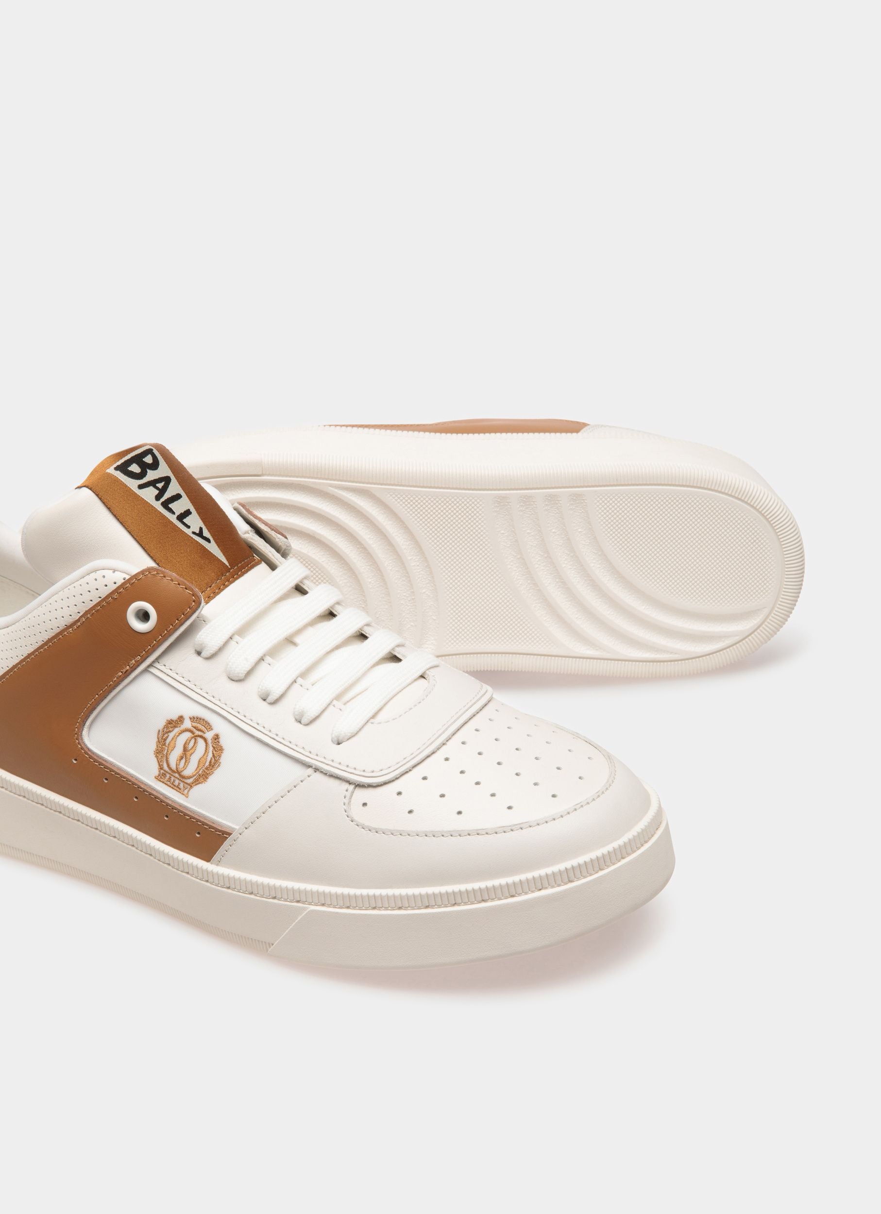 Zapatilla De Piel En Blanco Y Marrón - Hombre - Bally - 04