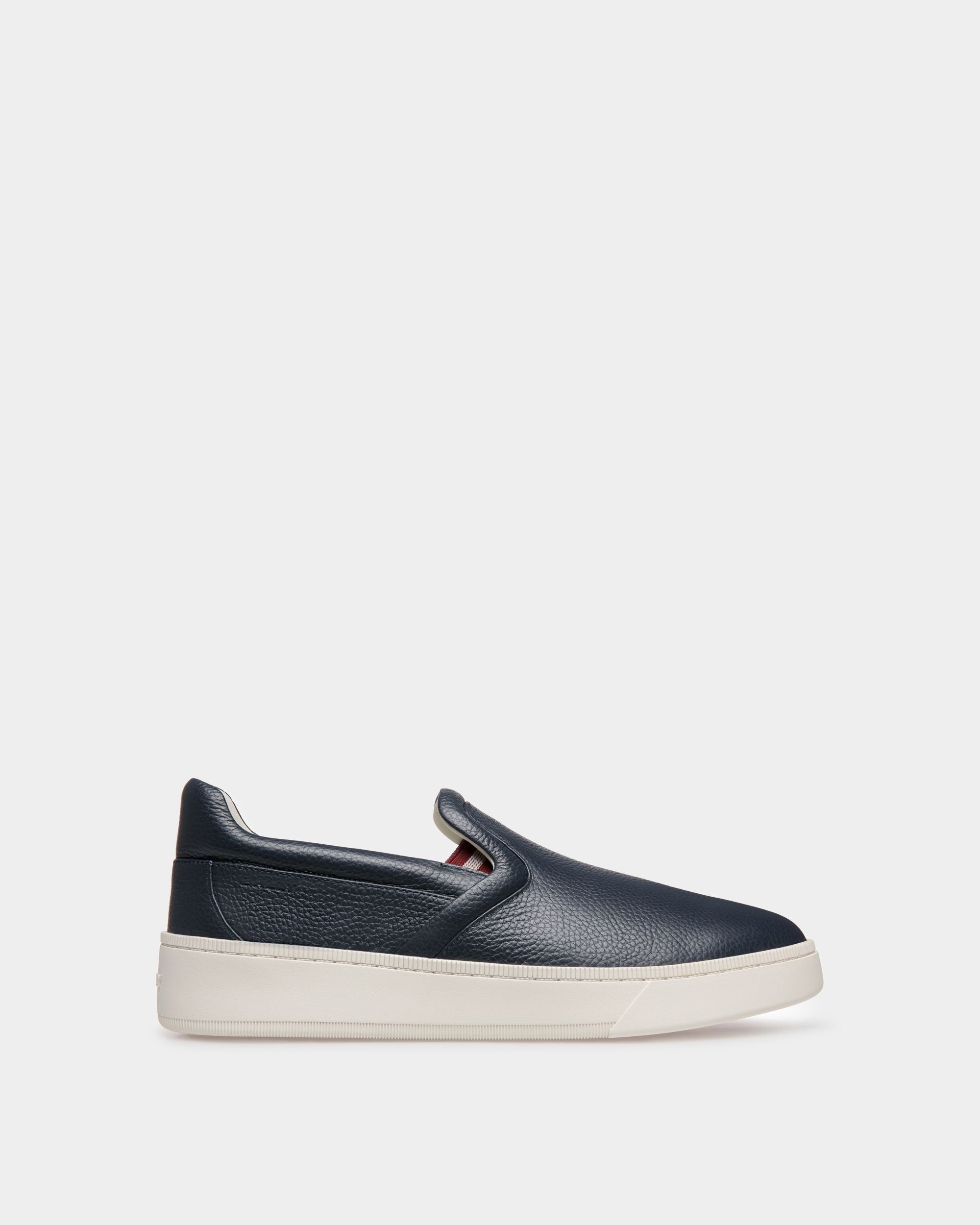 Raise Slip-On Sneaker In Blue Grained Leather - Men's - Bally - 01