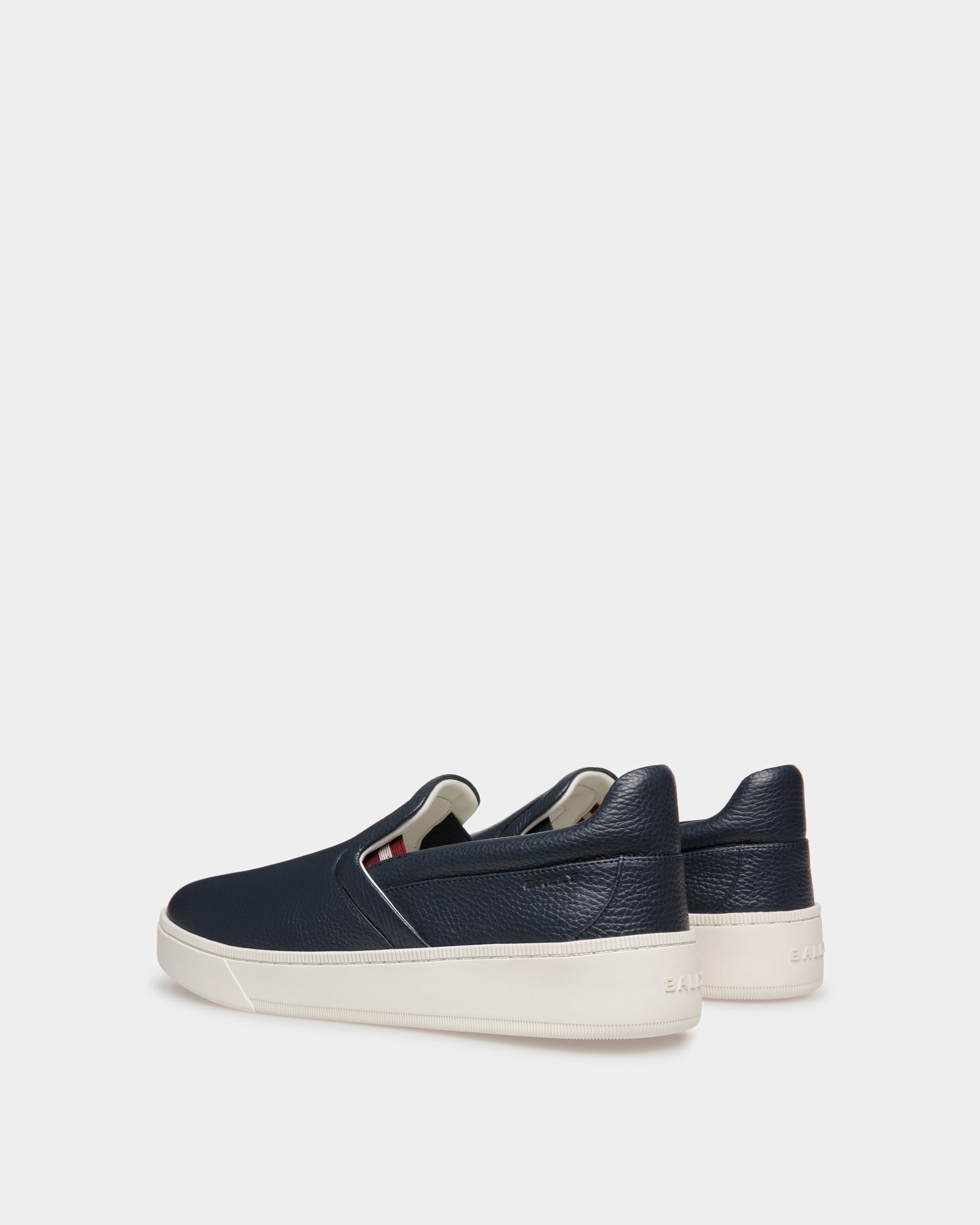 Raise Slip-On Sneaker In Blue Grained Leather - Men's - Bally - 03