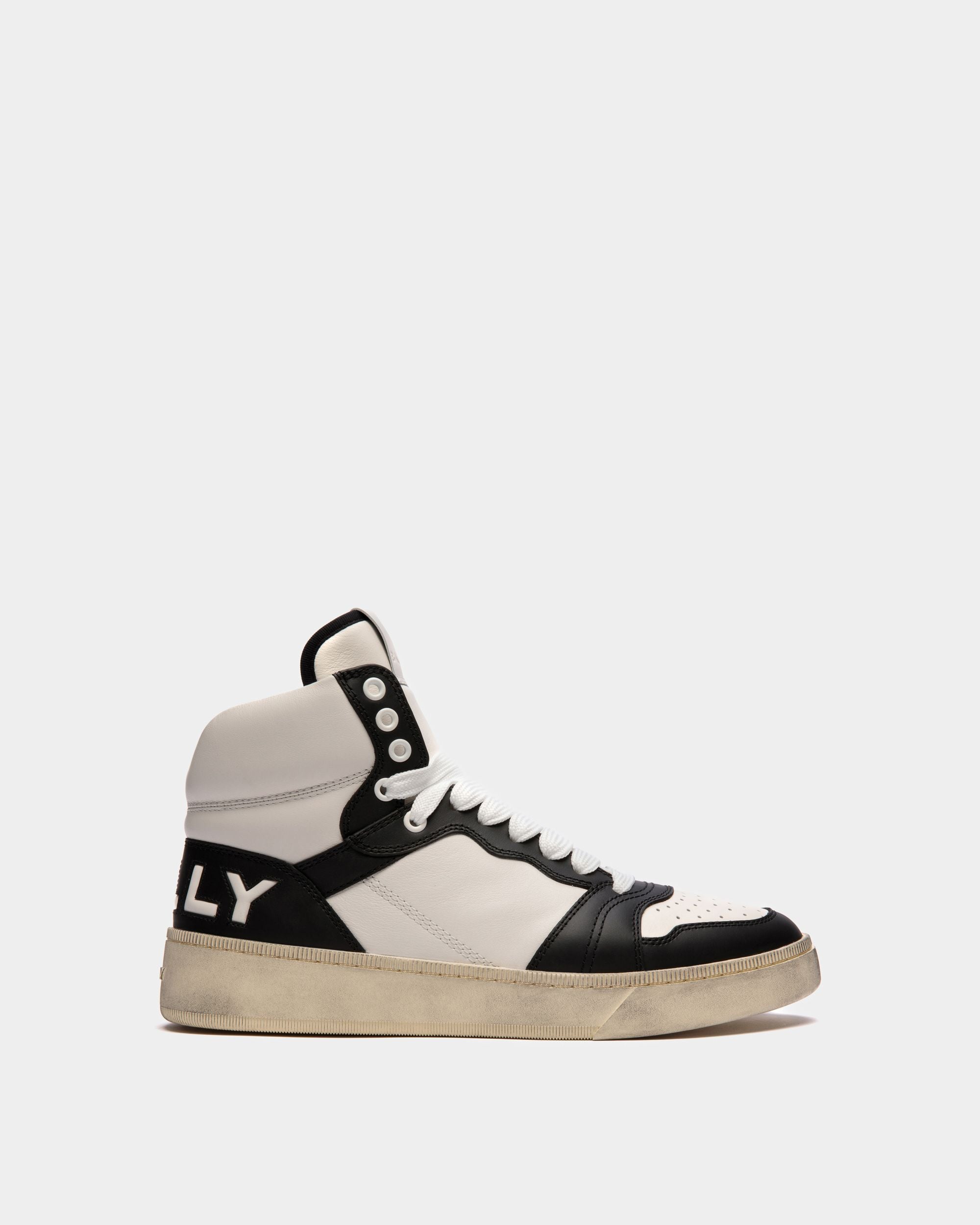 Zapatilla Alta Raise De Piel Negra Y Blanca - Hombre - Bally - 01