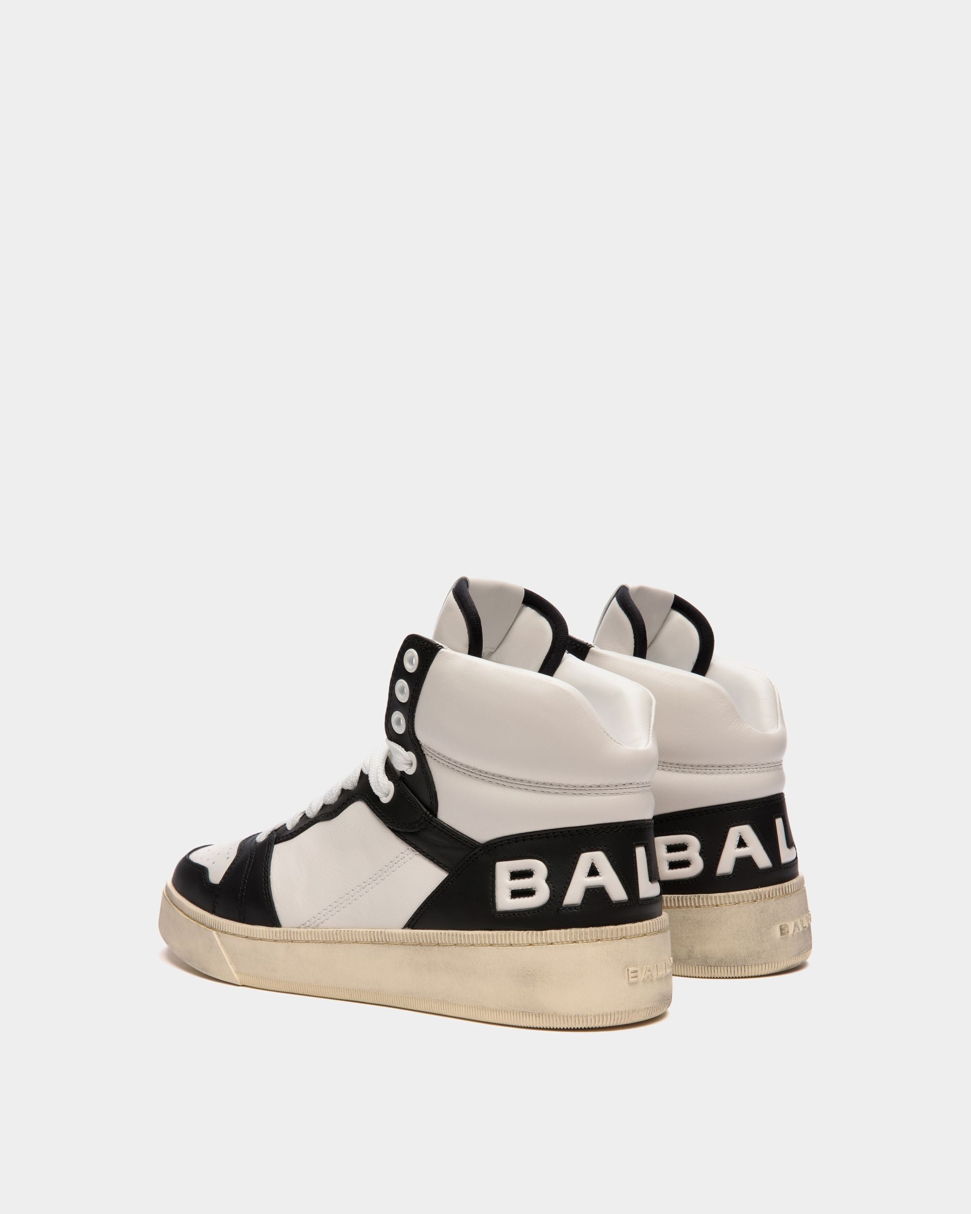 Zapatilla Alta Raise De Piel Negra Y Blanca - Hombre - Bally - 03