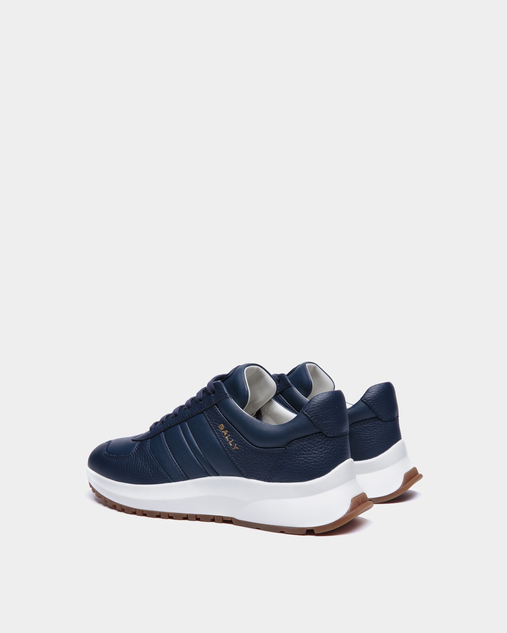 Zapatilla Outline De Piel Granulada En Azul - Hombre - Bally - 03