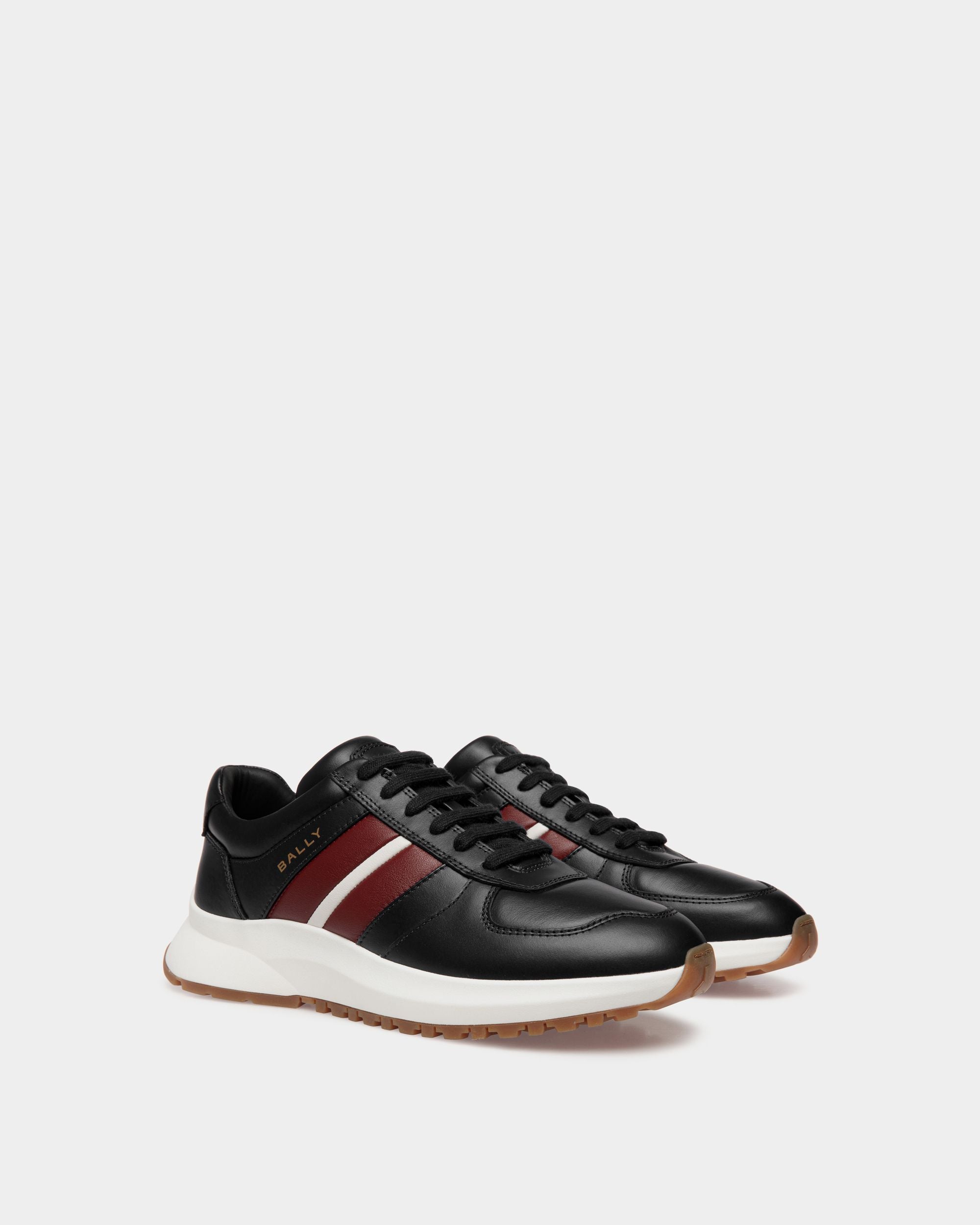 Outline Sneaker In Black and Red Leather - Hombre - Bally - 02