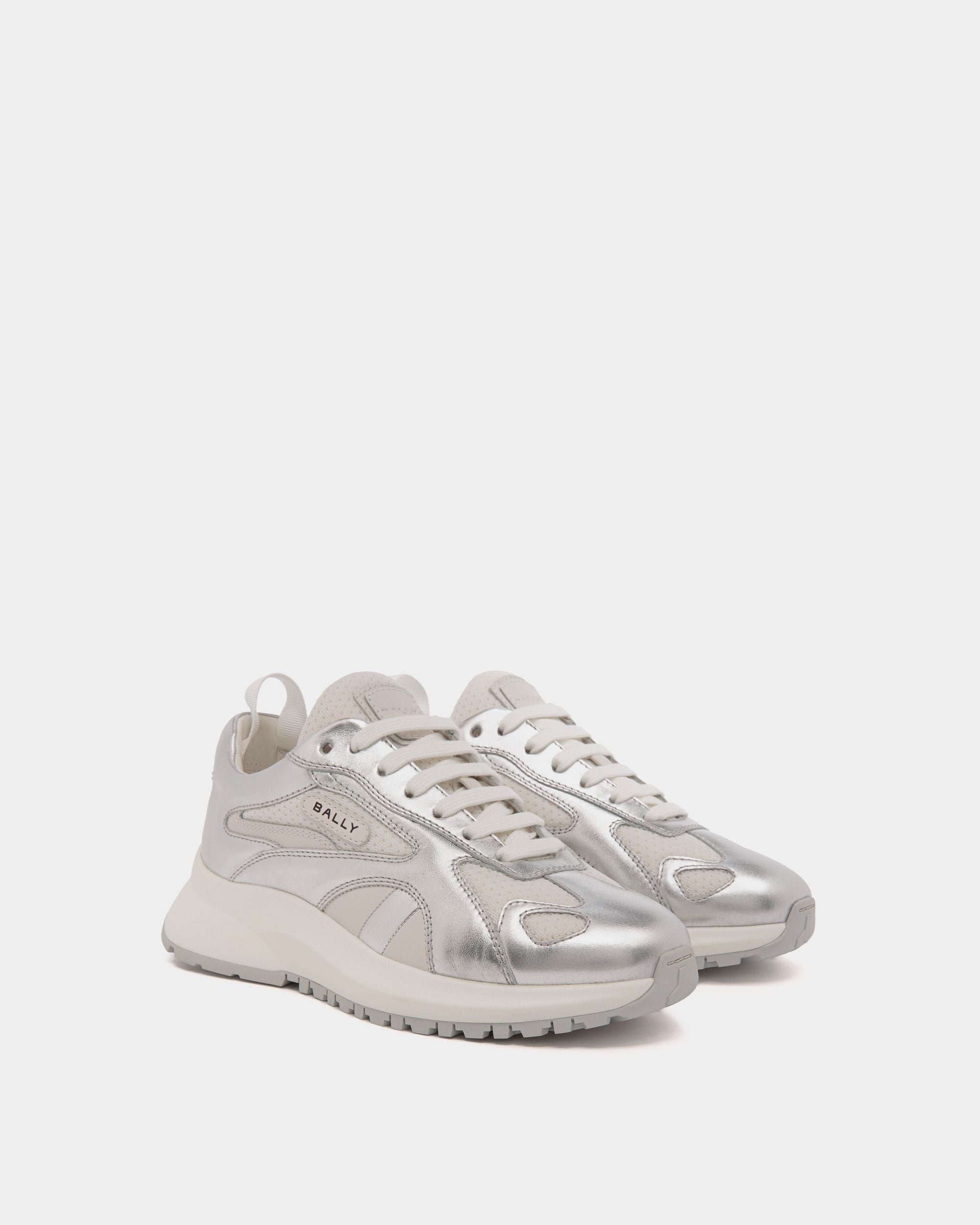 Zapatilla Outline De Piel Blanca Y Plateada - Hombre - Bally - 02