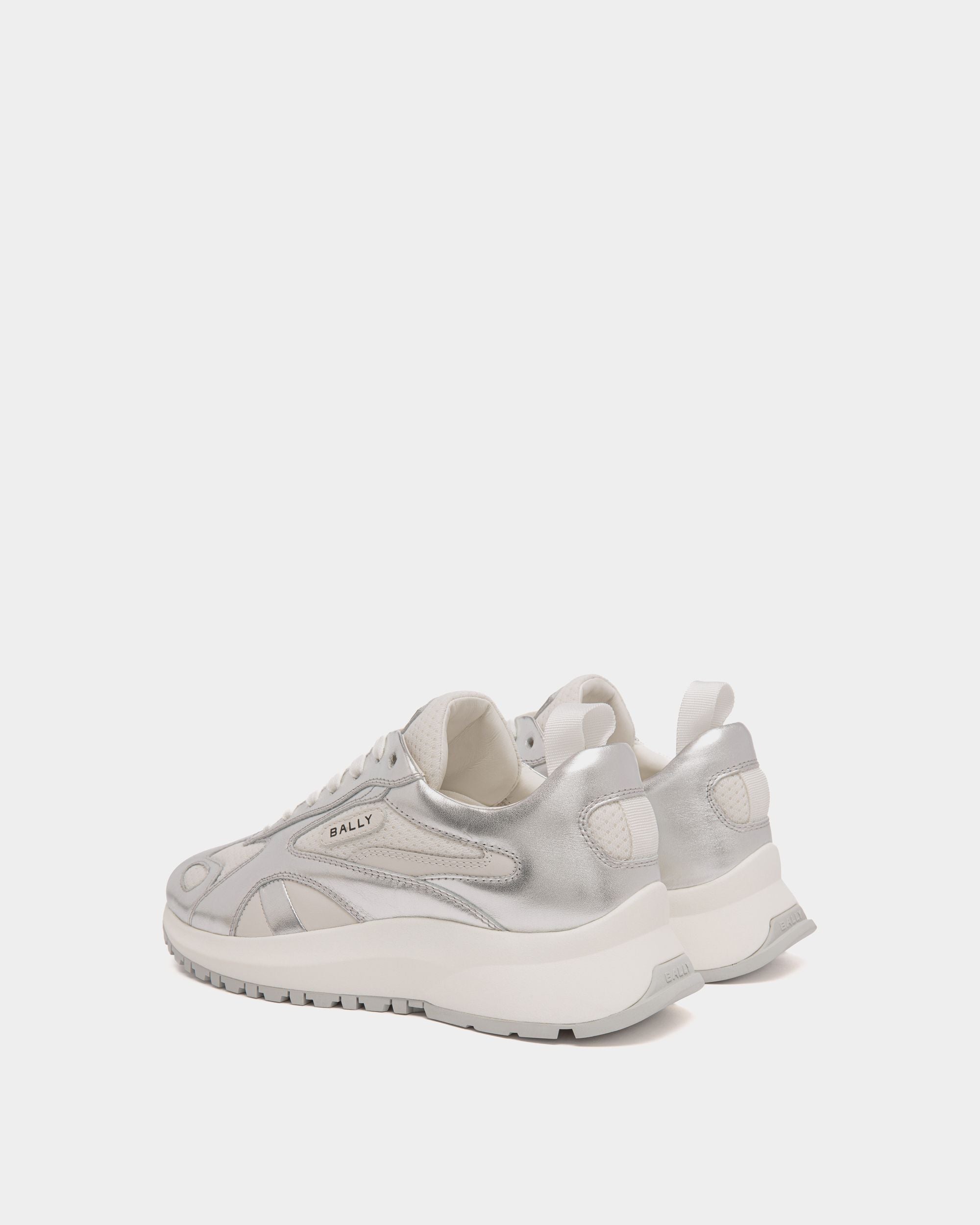 Zapatilla Outline De Piel Blanca Y Plateada - Hombre - Bally - 03