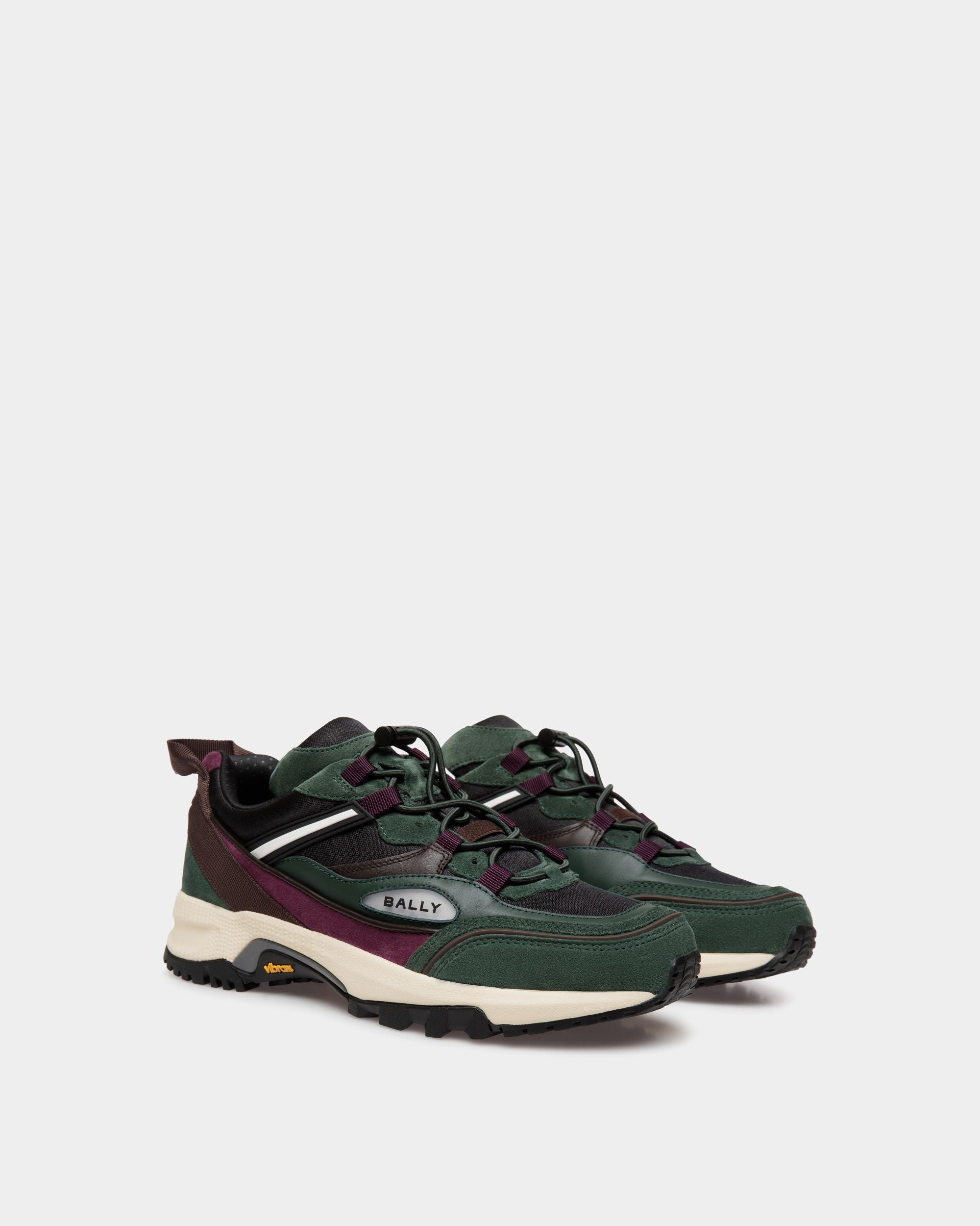 Faster Sneaker In Bottle Green Leather and Nylon - Men's - Bally - 02