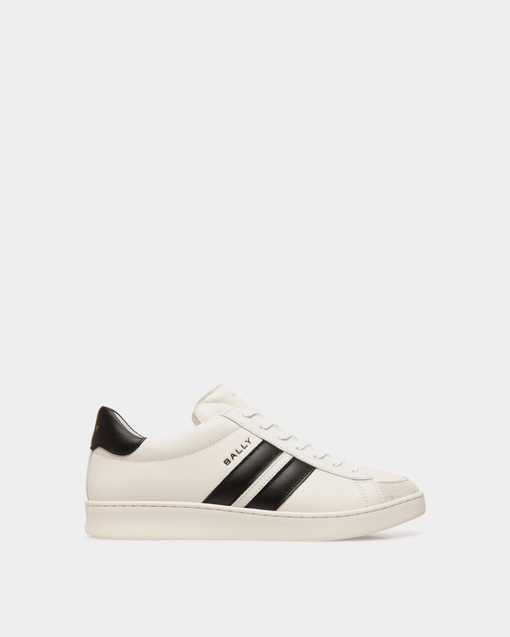 Tennis Sneaker in White and Black Leather - Men's - Bally - 01