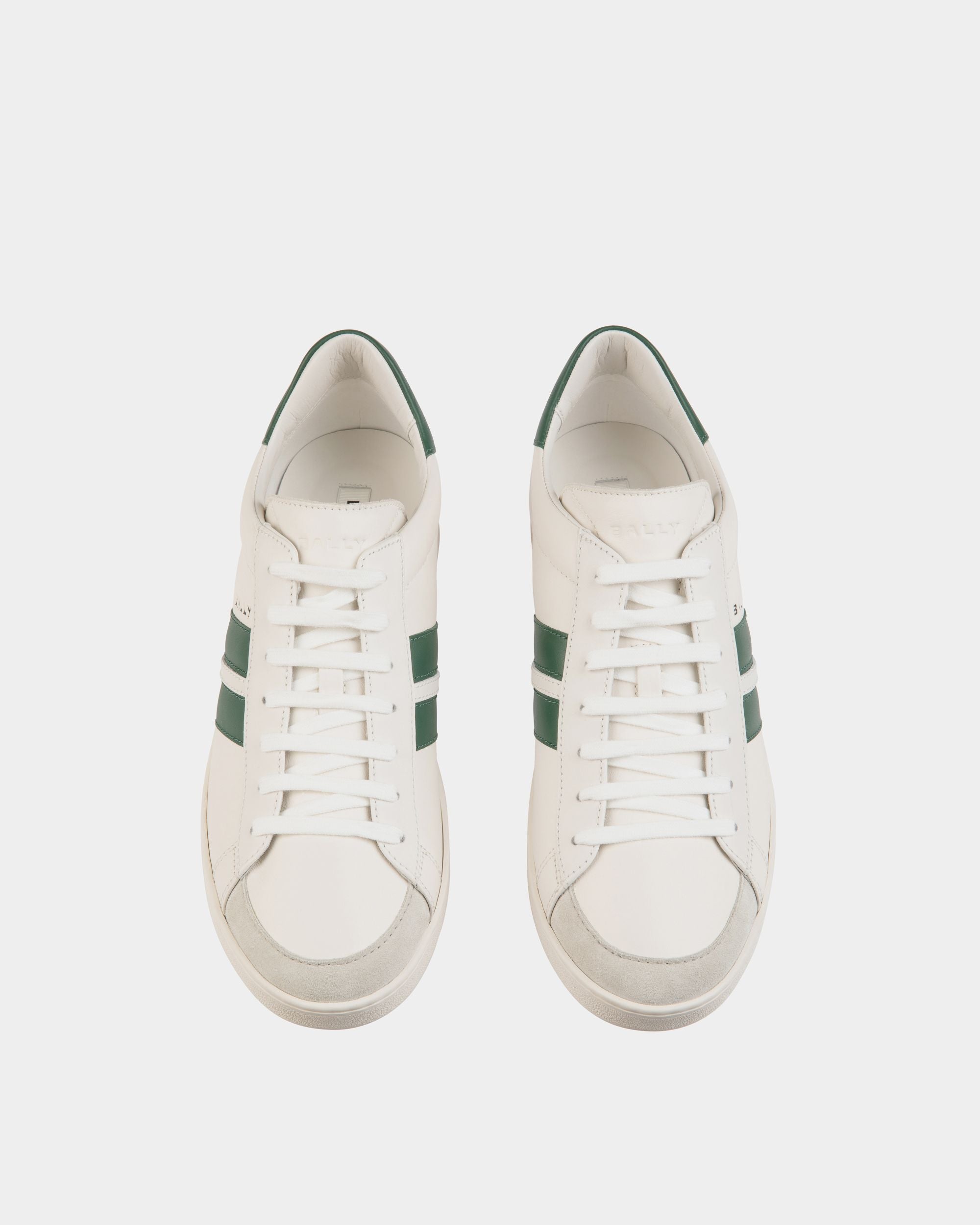 Tennis Sneaker in White and Green Leather - Men's - Bally - 05