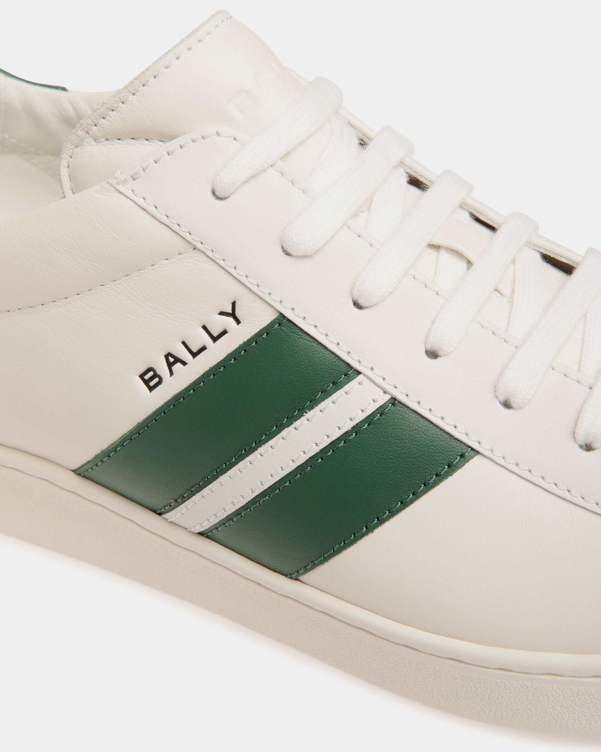 Tennis Sneaker in White and Green Leather - Men's - Bally - 06