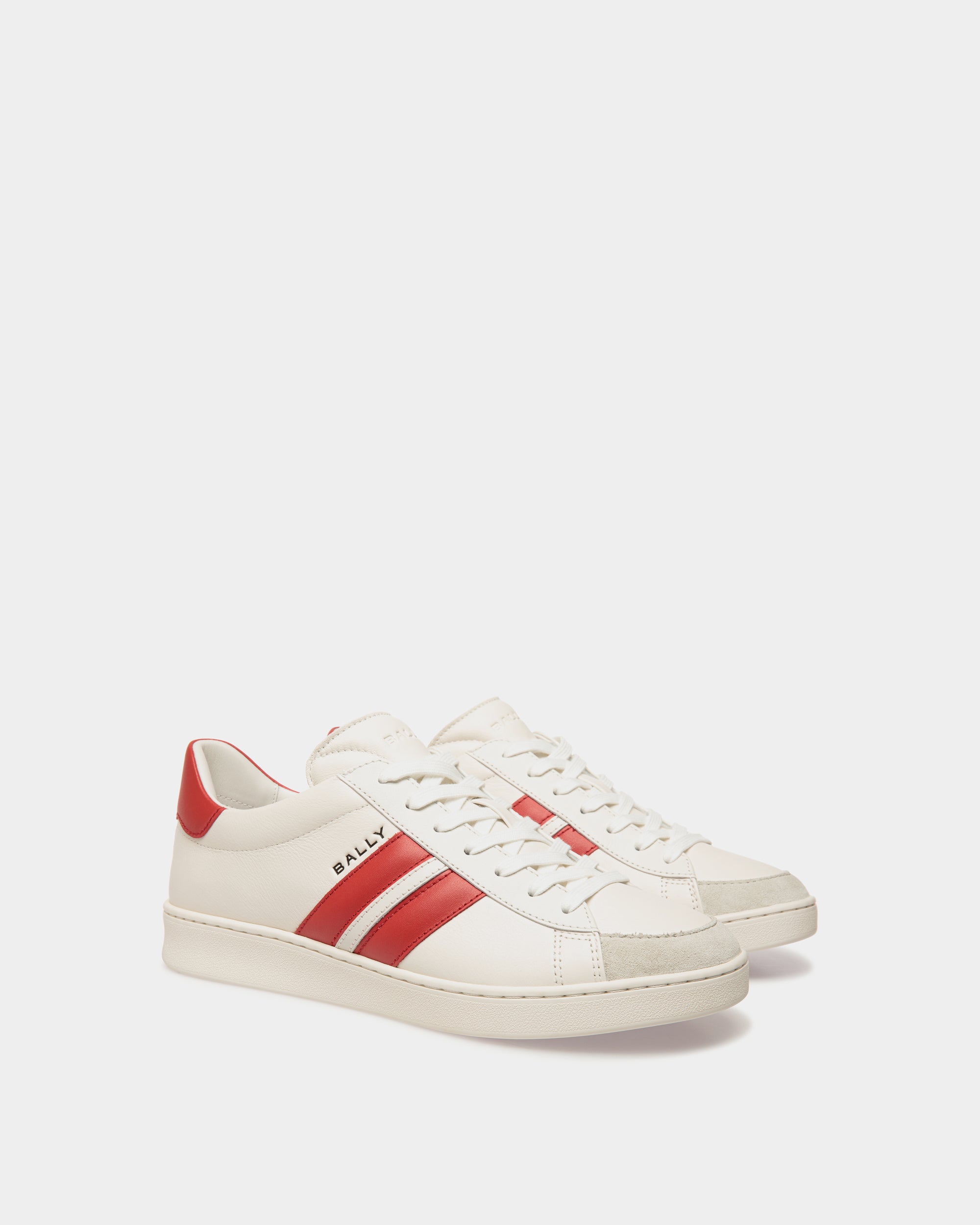 Zapatilla Tennis De Piel Blanca Y Candy Red - Hombre - Bally - 03