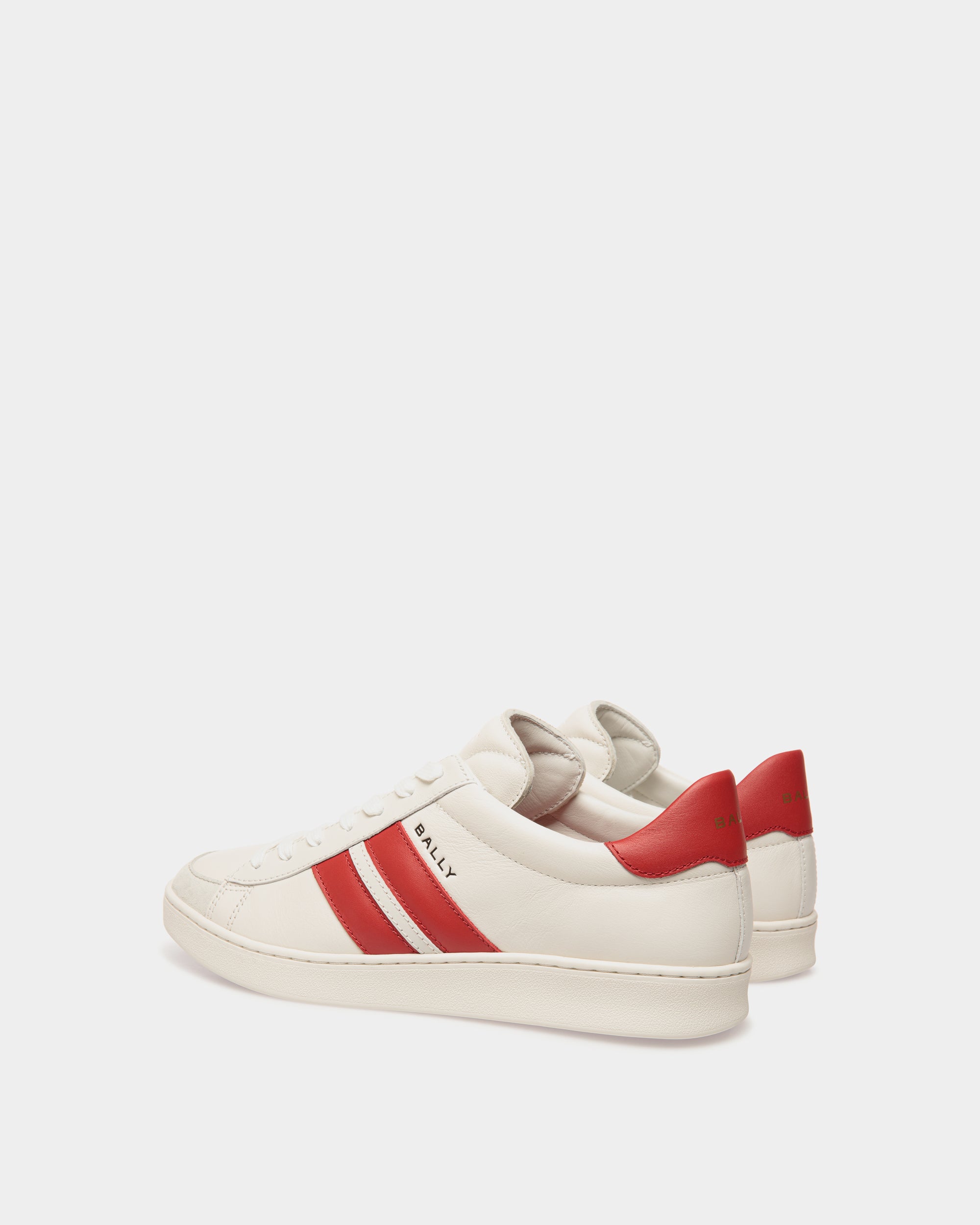 Zapatilla Tennis De Piel Blanca Y Candy Red - Hombre - Bally - 04