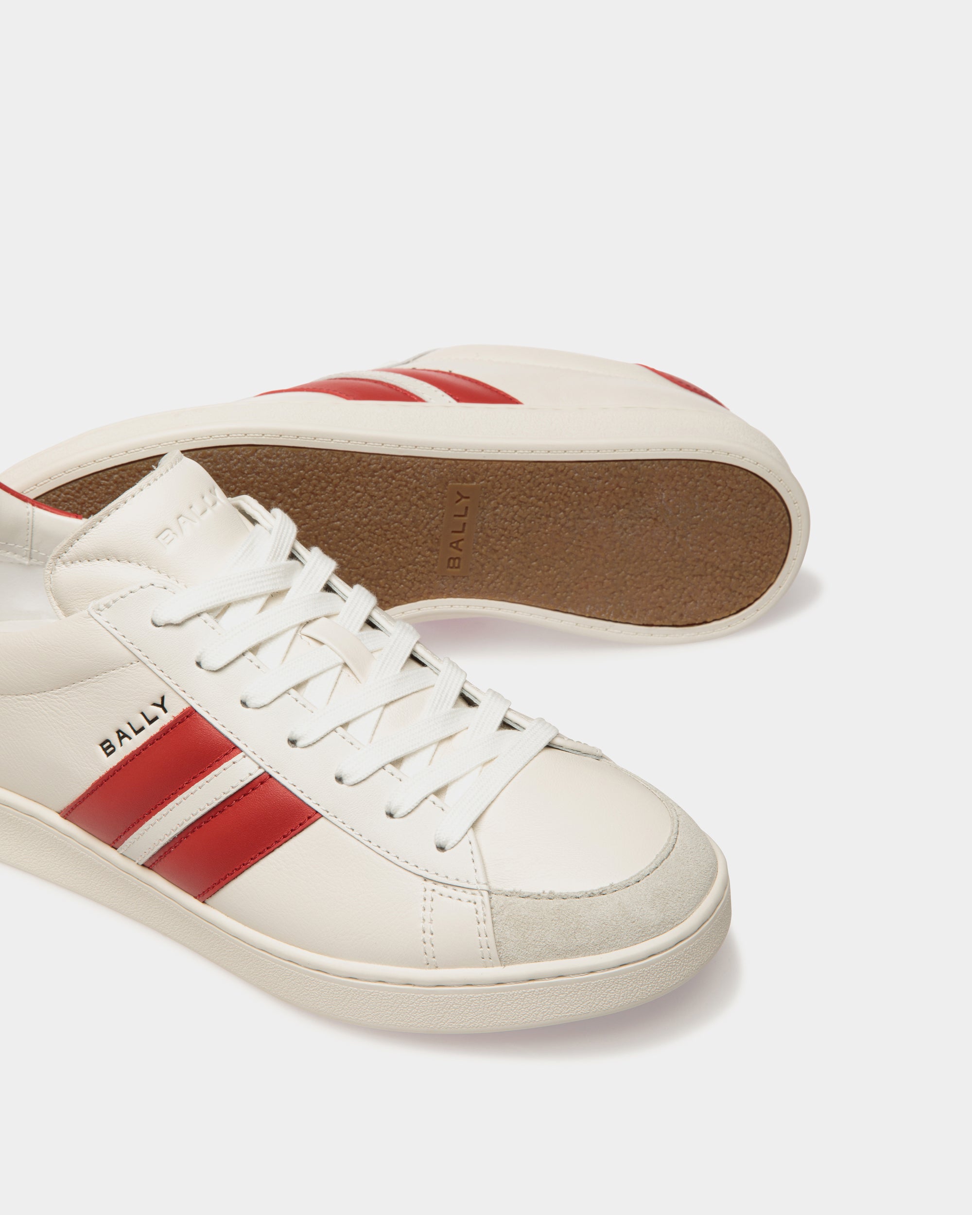 Zapatilla Tennis De Piel Blanca Y Candy Red - Hombre - Bally - 05