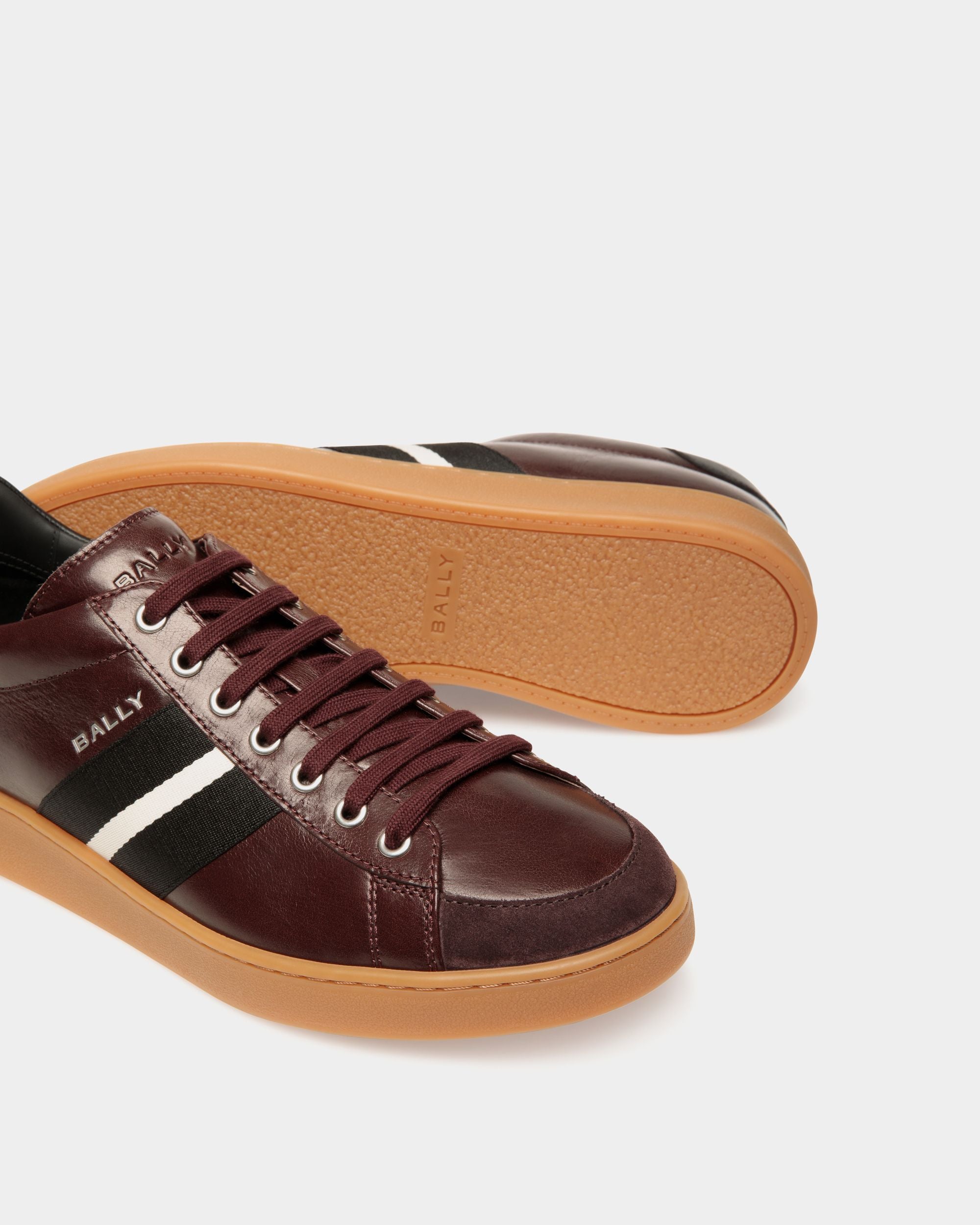 Zapatilla Tennis De Piel Burdeos Oscuro - Hombre - Bally - 04