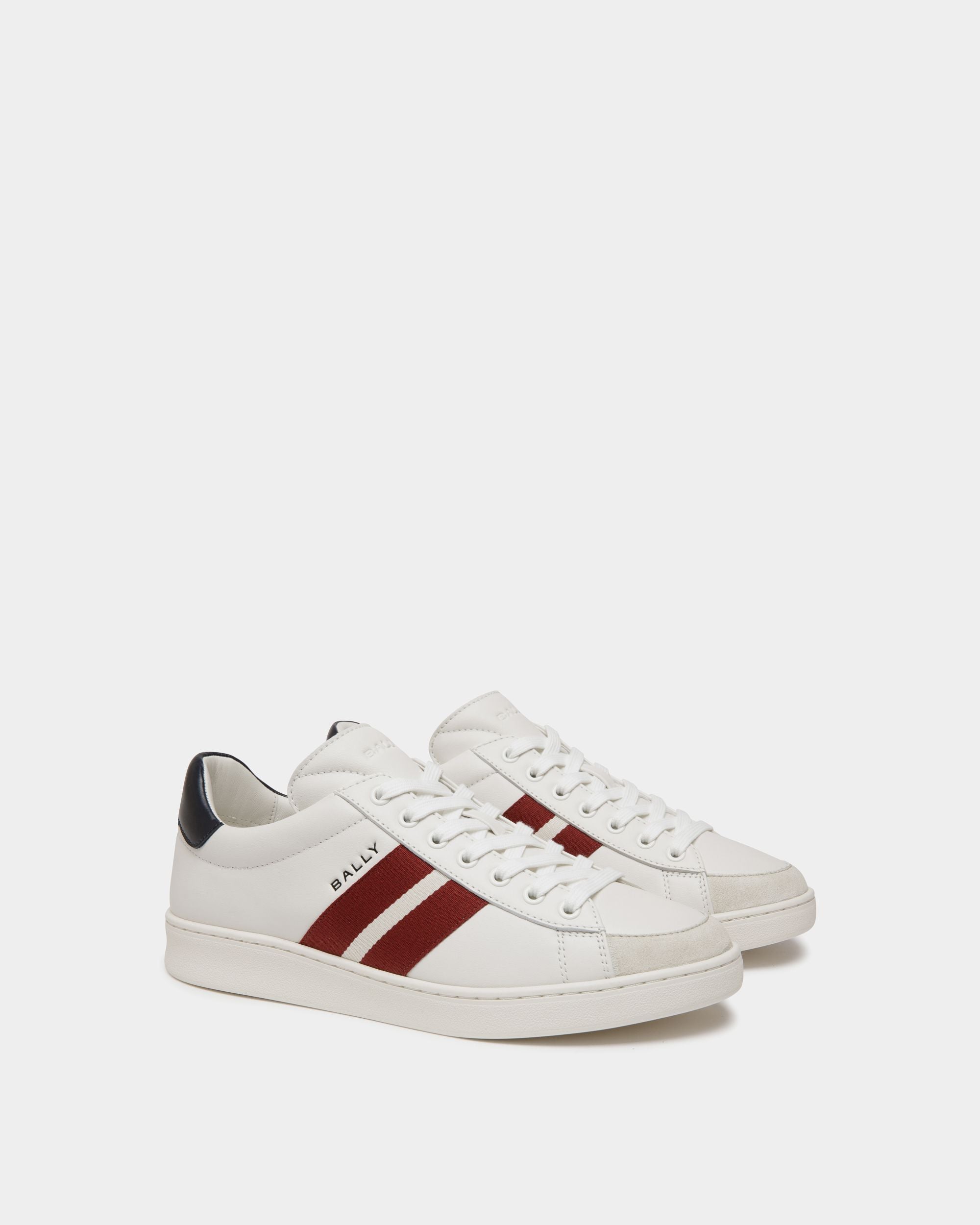 Zapatillas Tennis De Piel Blanca Y Navy Blue - Hombre - Bally - 02