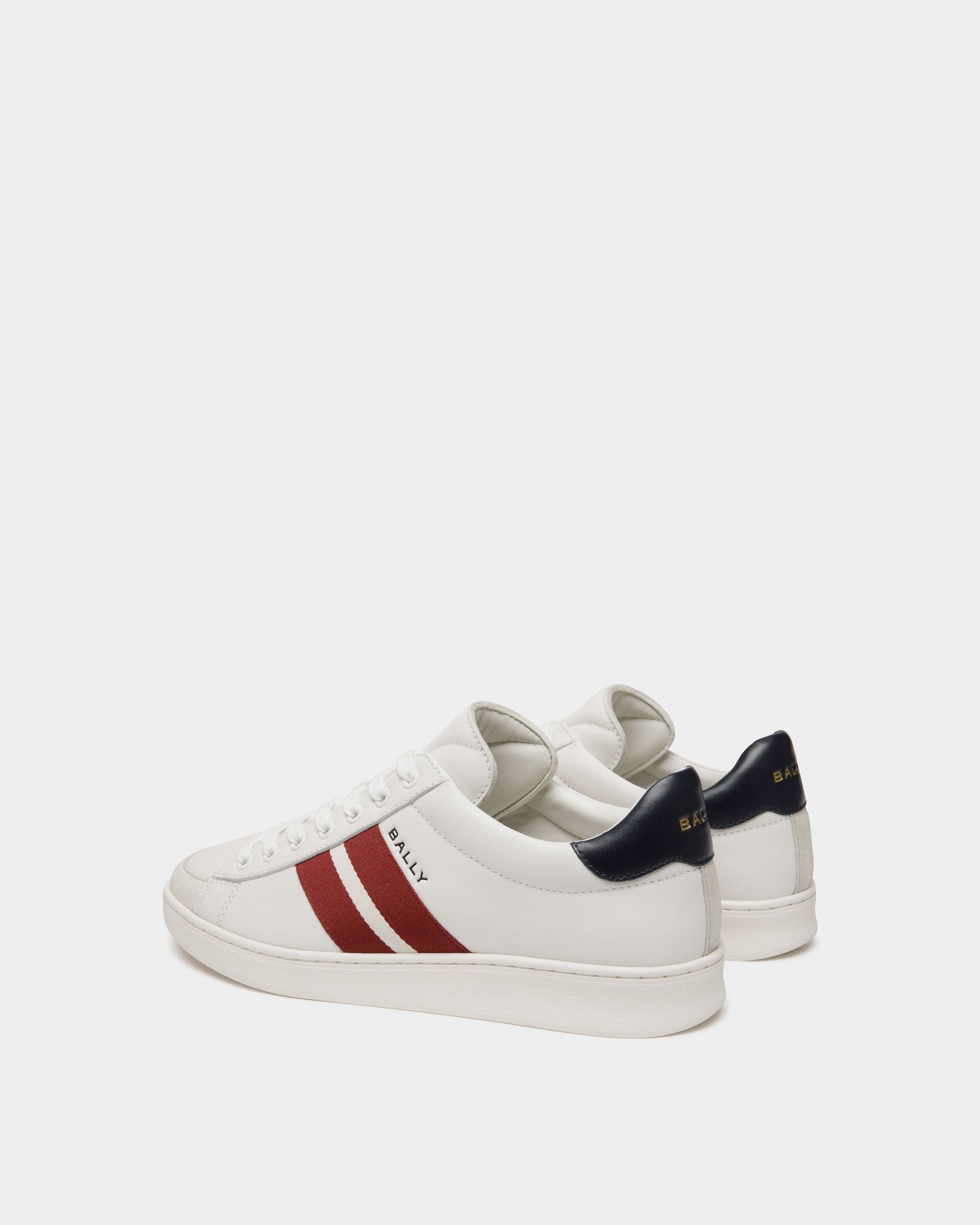 Zapatillas Tennis De Piel Blanca Y Navy Blue - Hombre - Bally - 03