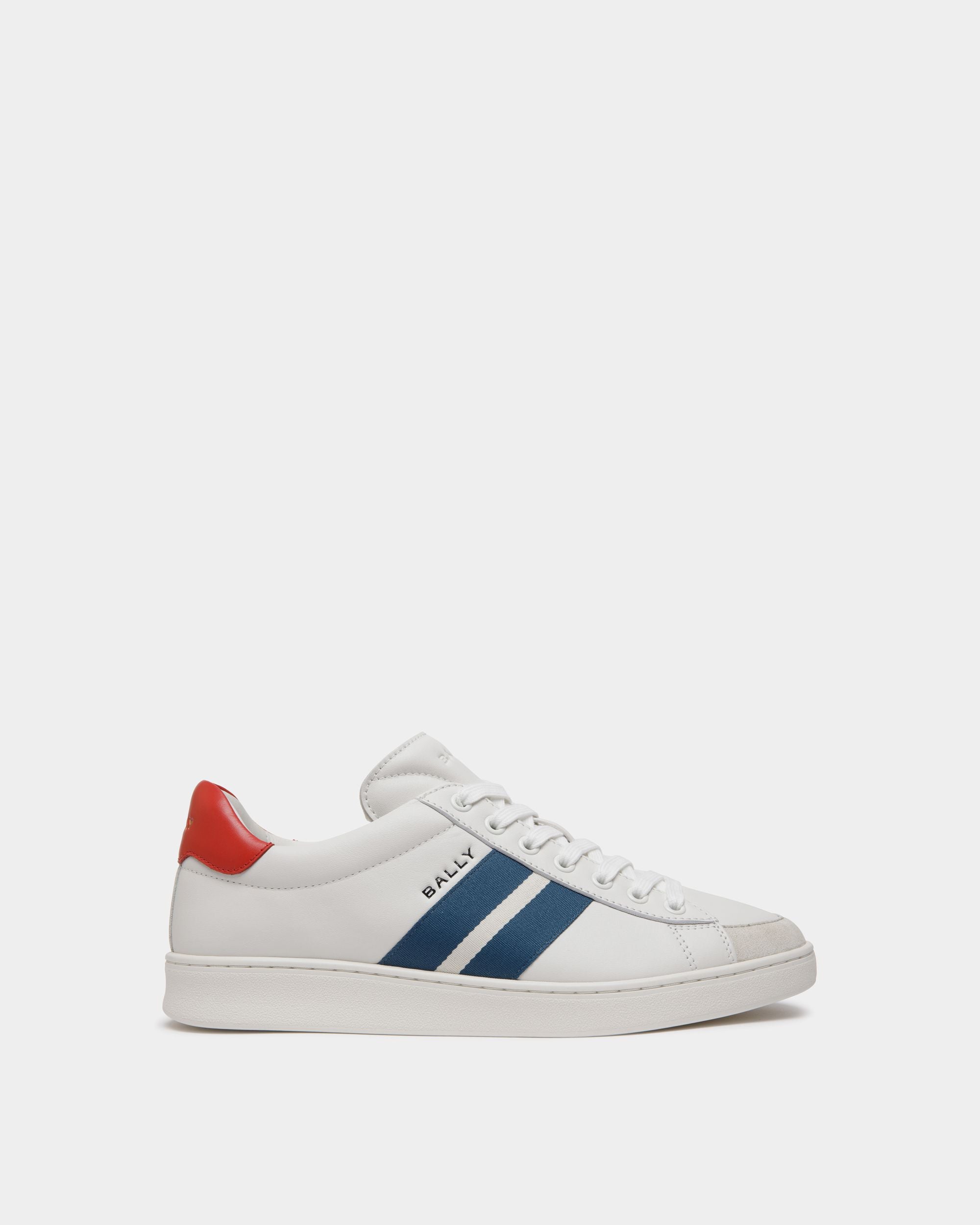 Tennis Sneaker in White, Blue and Red Leather - Hombre - Bally - 01