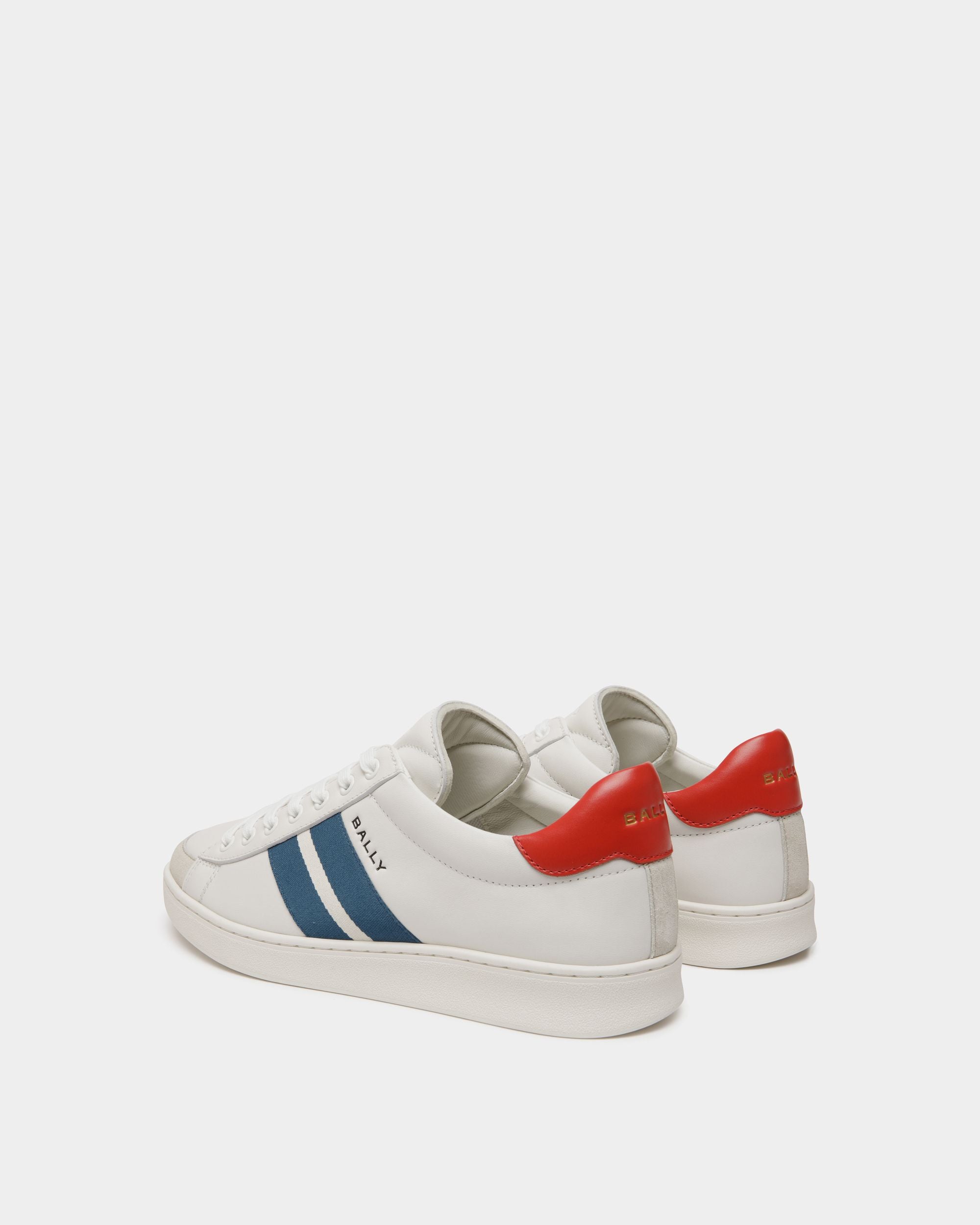 Tennis Sneaker in White, Blue and Red Leather - Hombre - Bally - 03