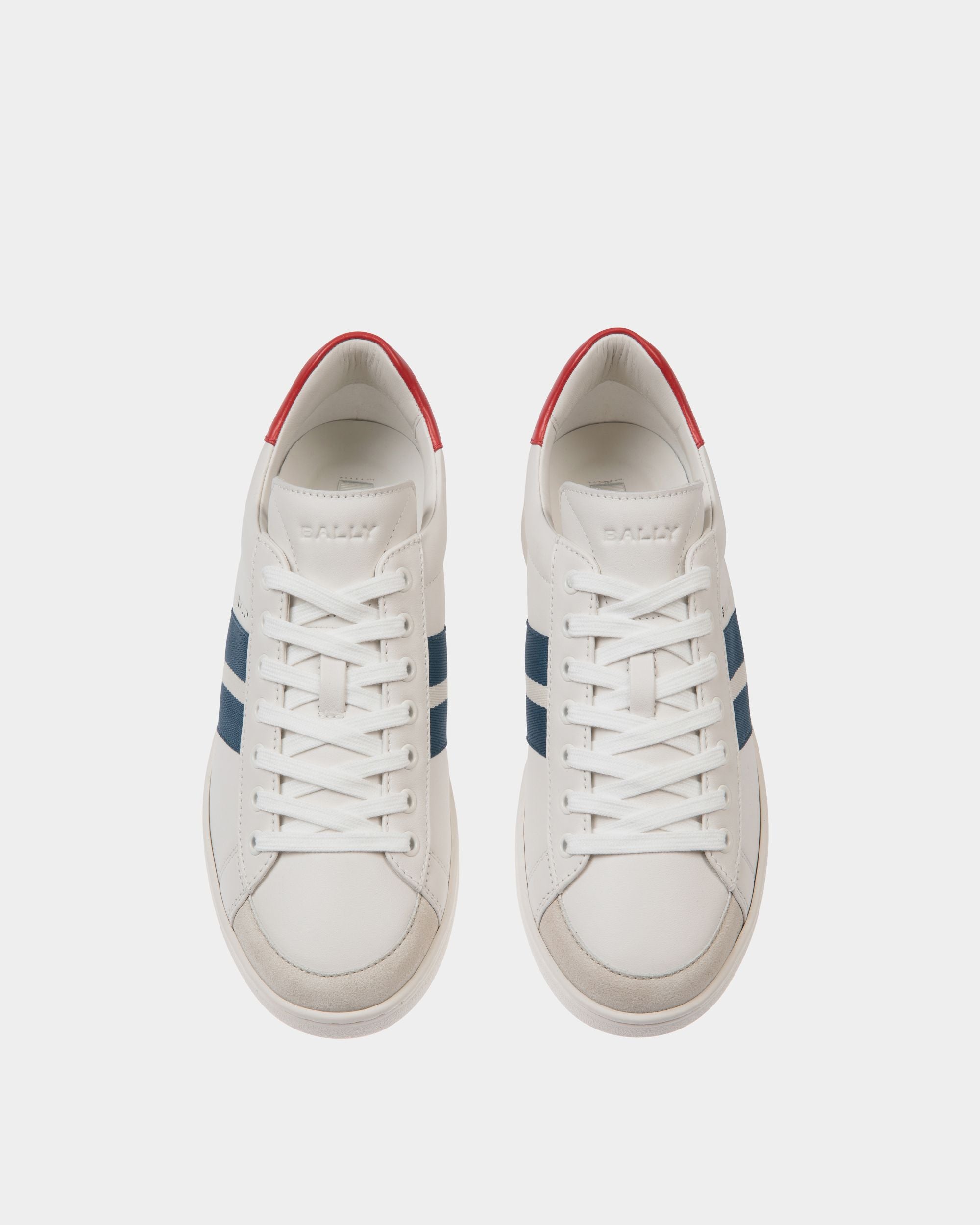Tennis Sneaker in White, Blue and Red Leather - Hombre - Bally - 04