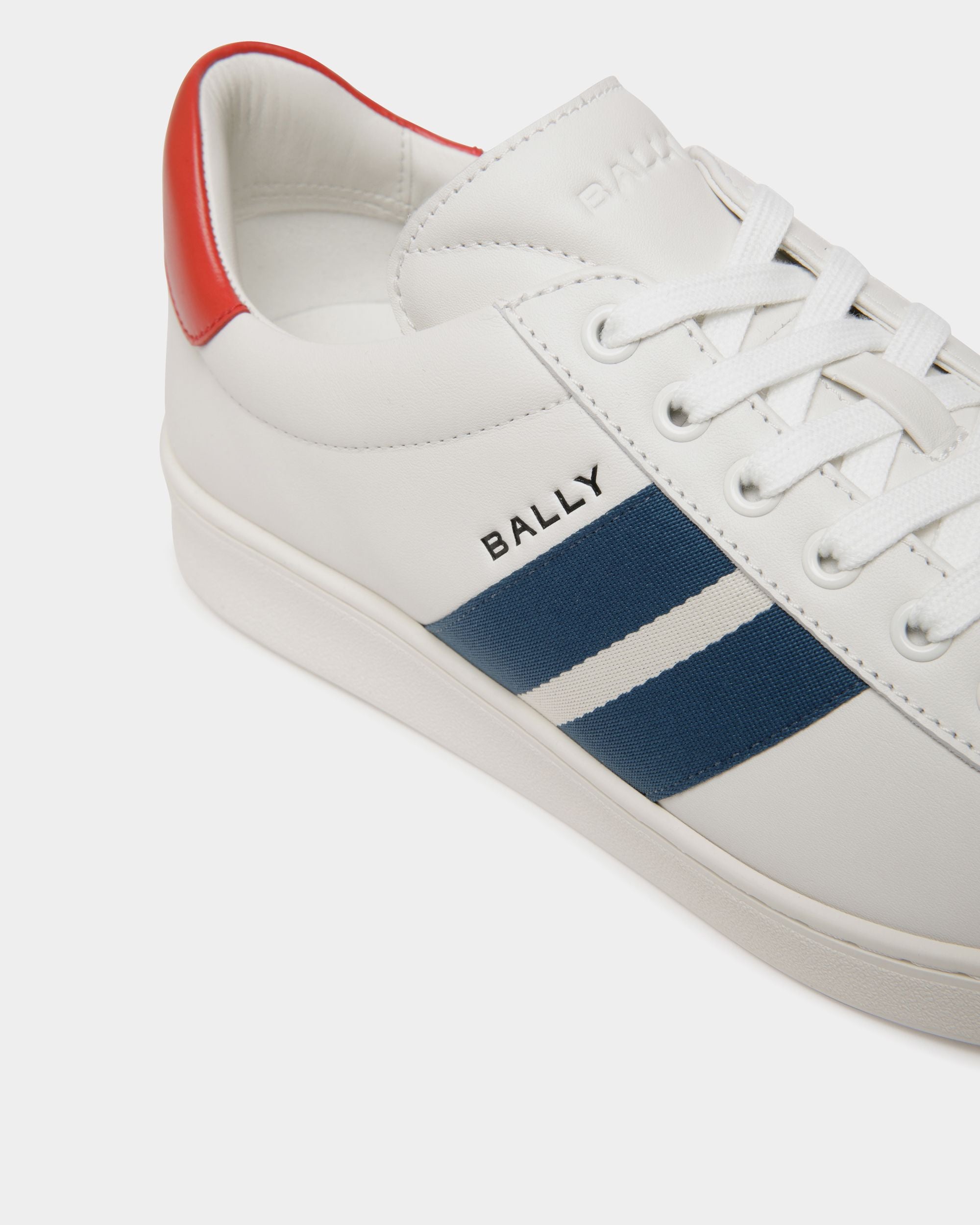 Tennis Sneaker in White, Blue and Red Leather - Hombre - Bally - 05