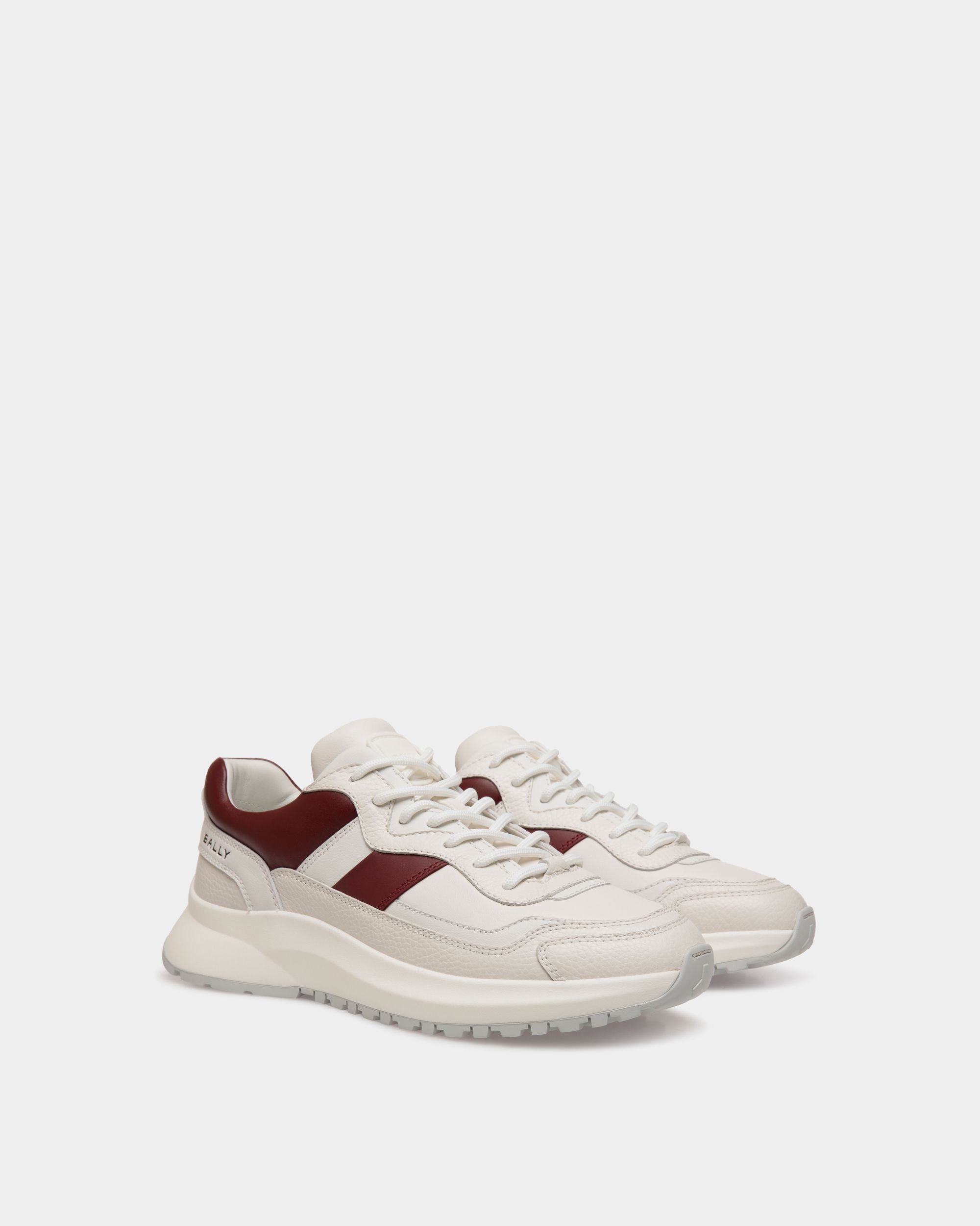 Outline Sneaker in White And Heritage Red Leather - Men's - Bally - 02