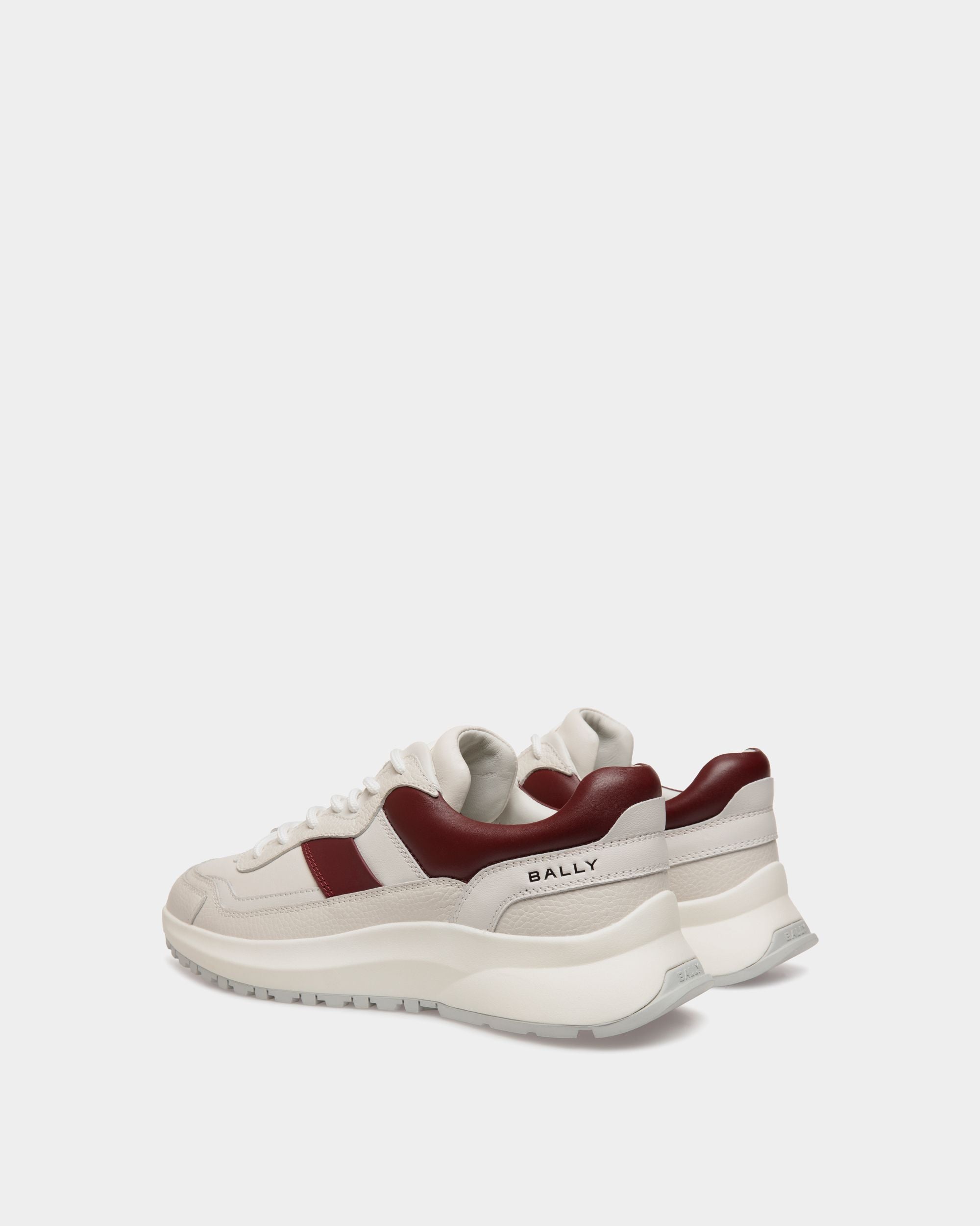 Outline Sneaker in White And Heritage Red Leather - Men's - Bally - 03