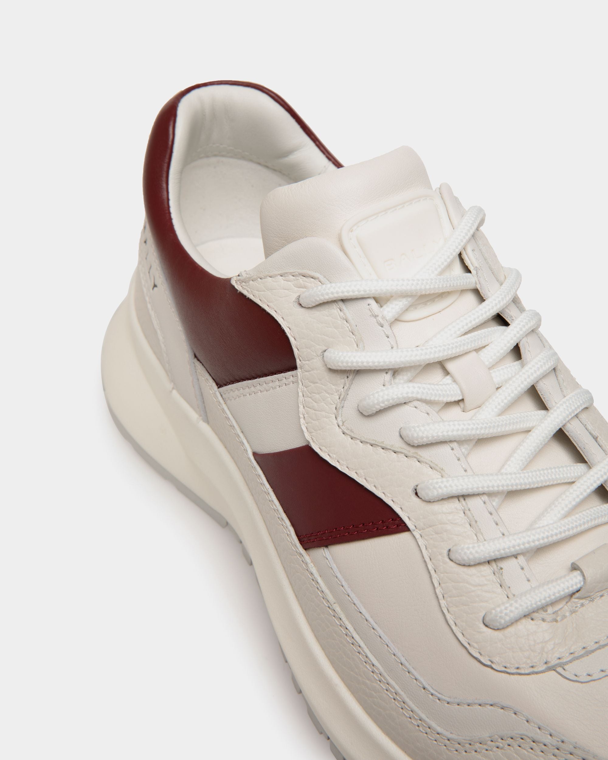 Outline Sneaker in White And Heritage Red Leather - Men's - Bally - 05