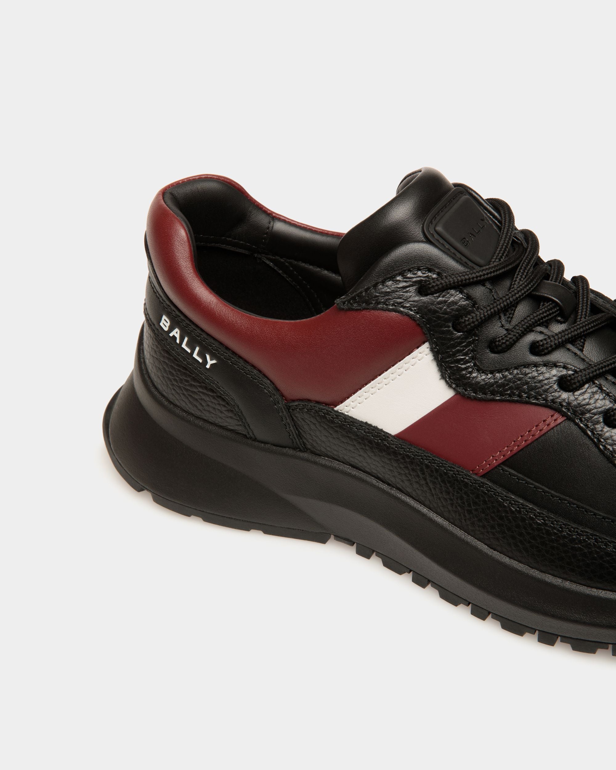 Outline Sneaker in Black And Heritage Red Leather - Men's - Bally - 05
