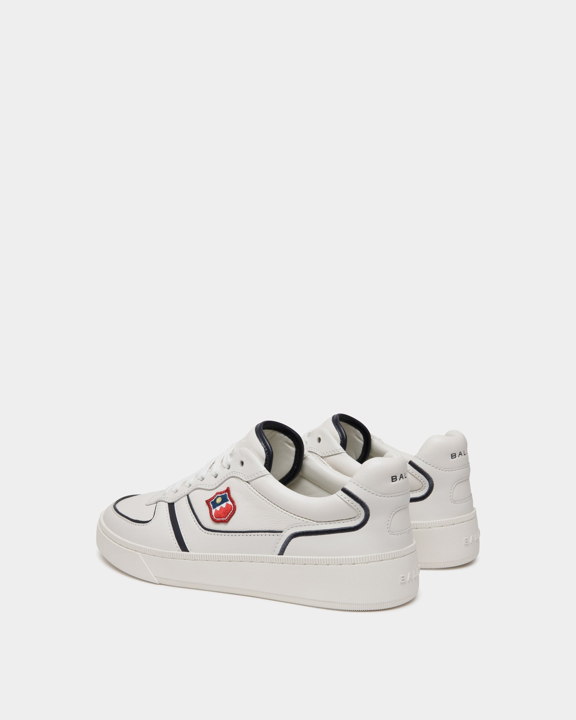 Zapatilla Raise De Piel Blanca Y Navy Blue - Hombre - Bally - 04