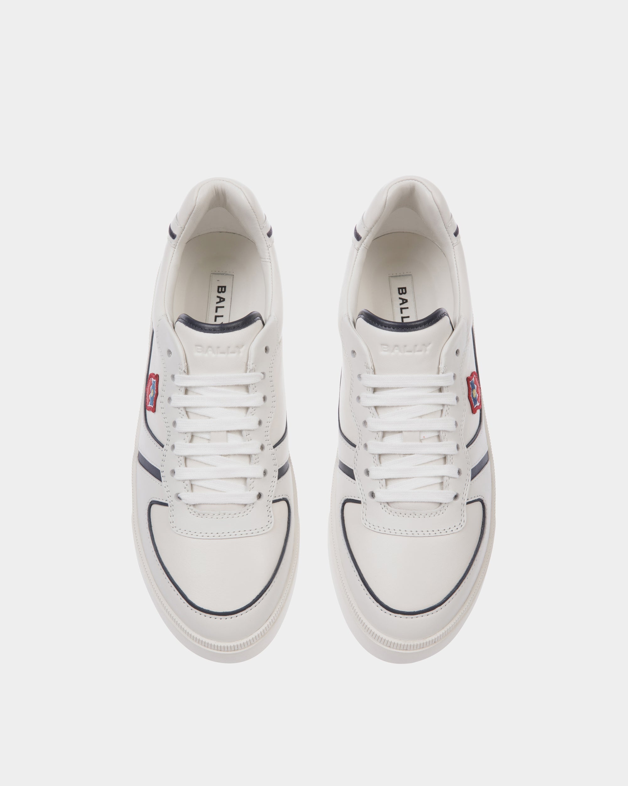 Zapatilla Raise De Piel Blanca Y Navy Blue - Hombre - Bally - 05