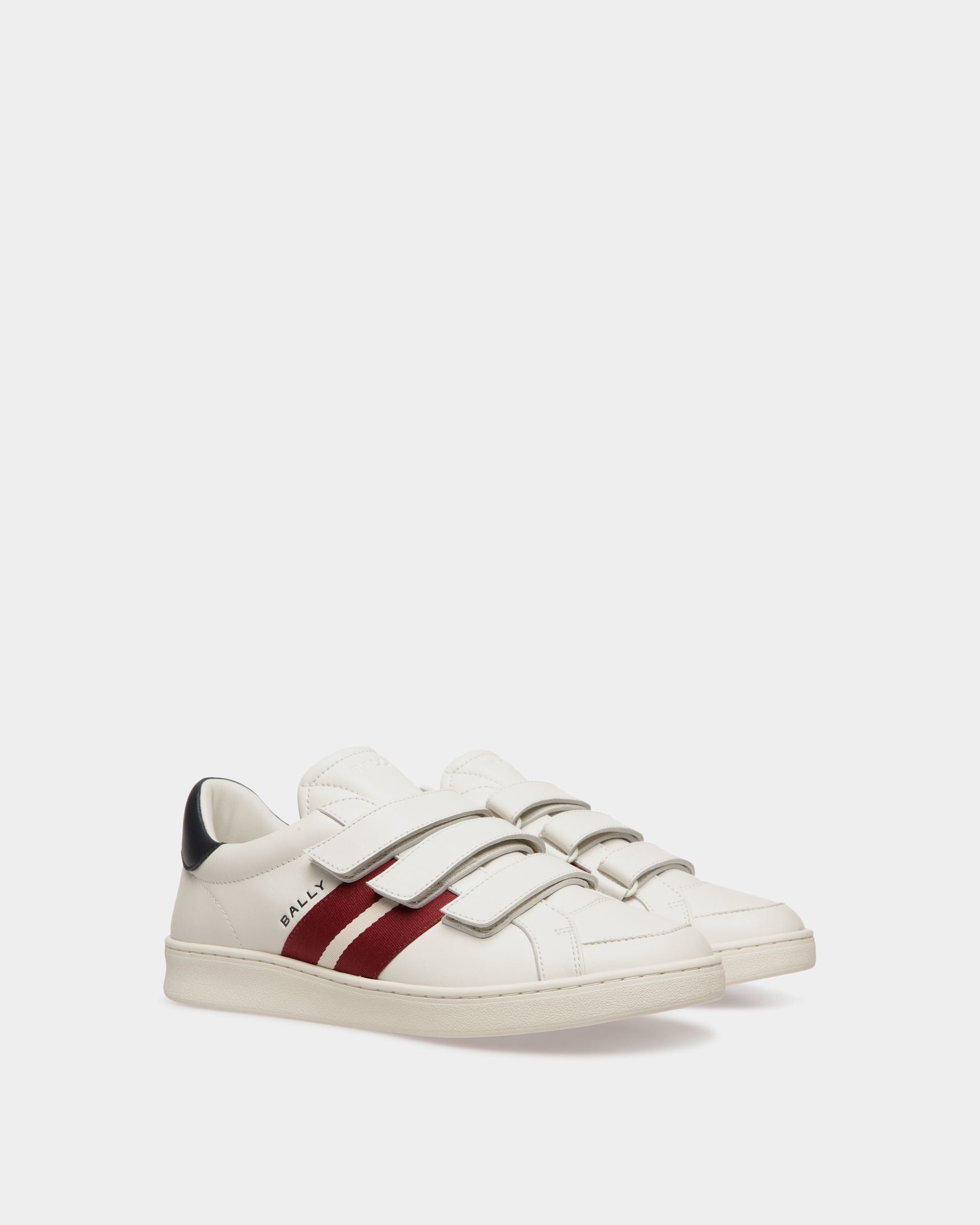 Zapatilla Tennis De Piel Blanca Y Navy Blue - Hombre - Bally - 03
