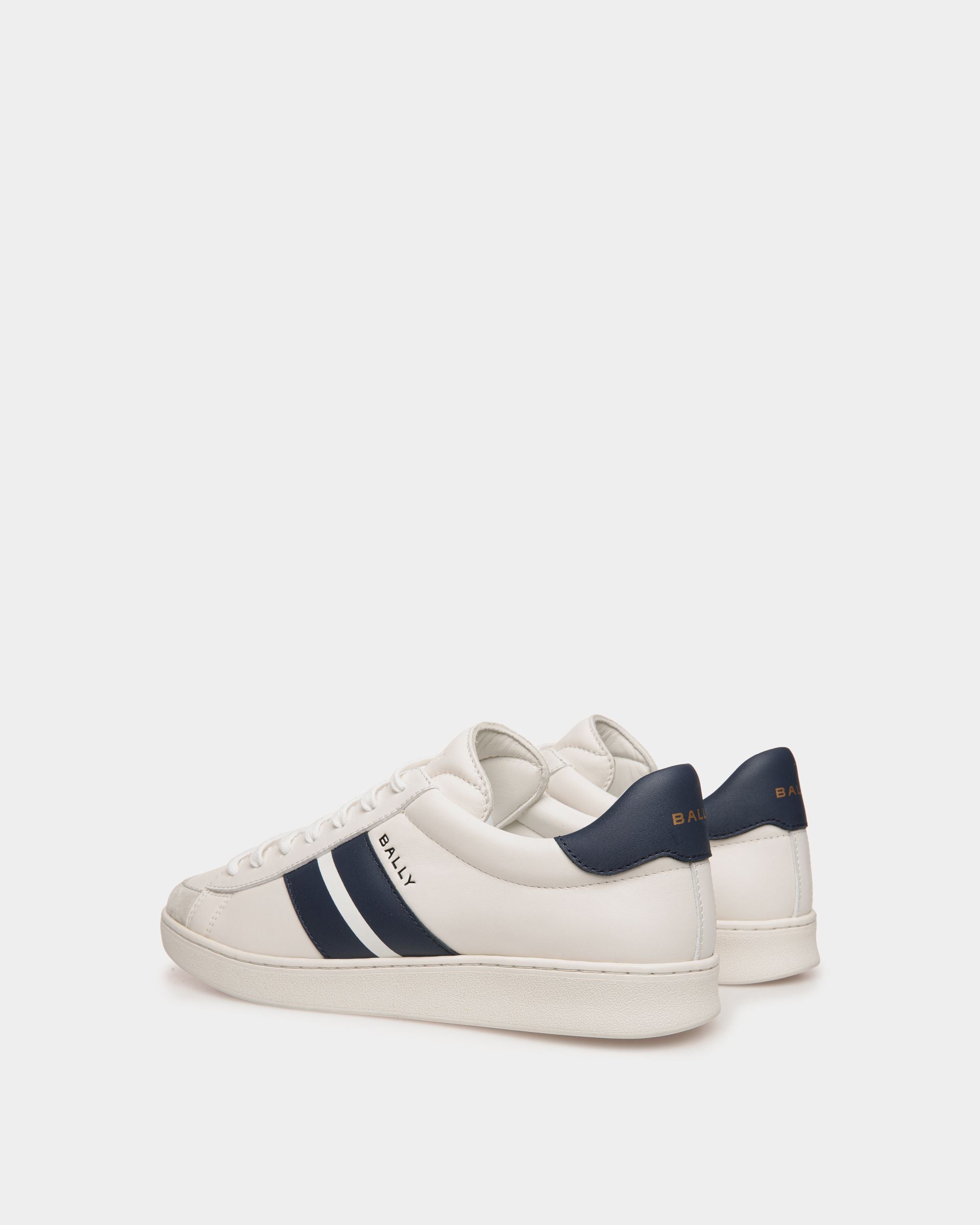 Zapatilla Tennis De Piel Blanca Y Navy Blue - Hombre - Bally - 03