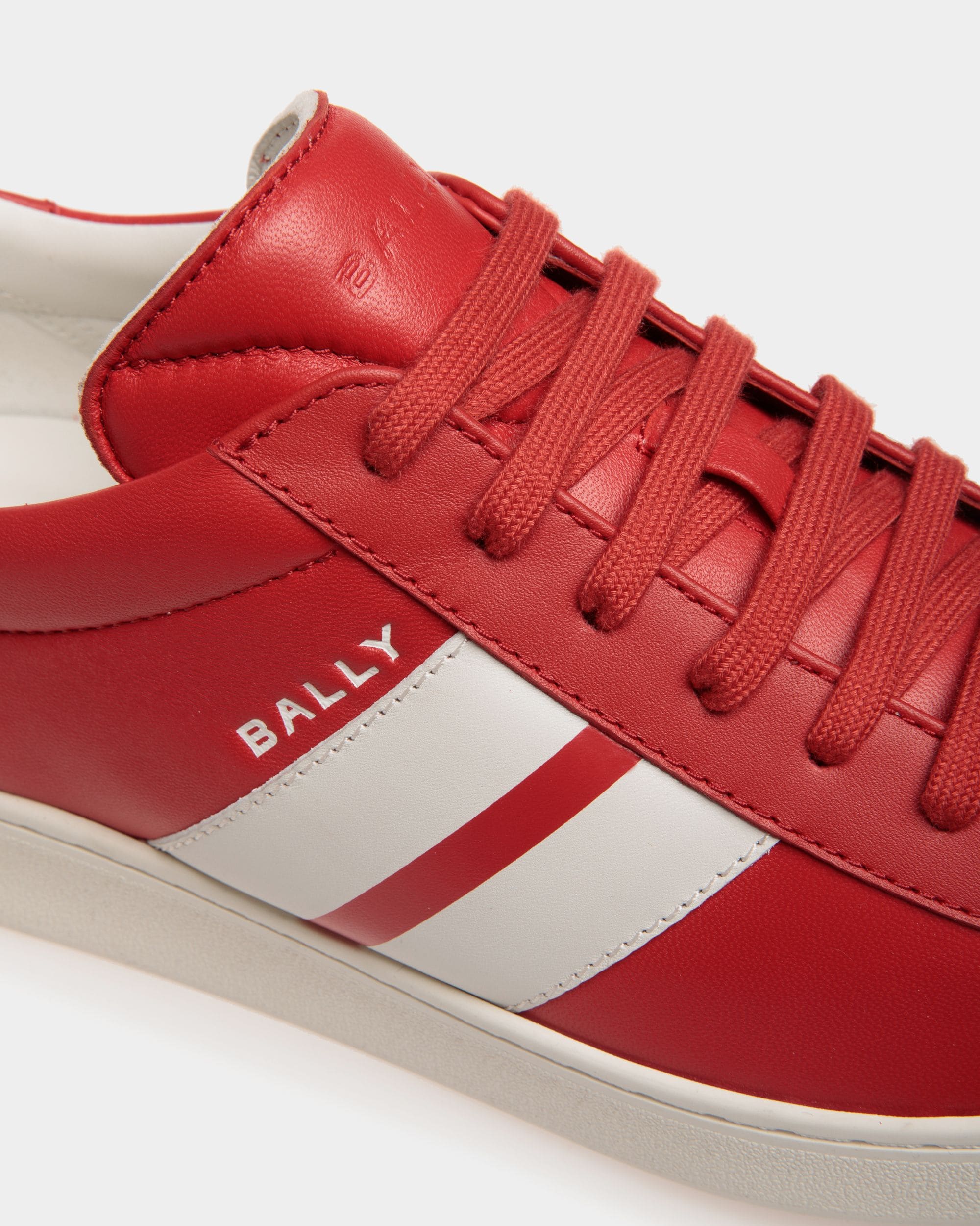 Tennis Sneaker In Candy Red And White Leather - Men's - Bally - 06