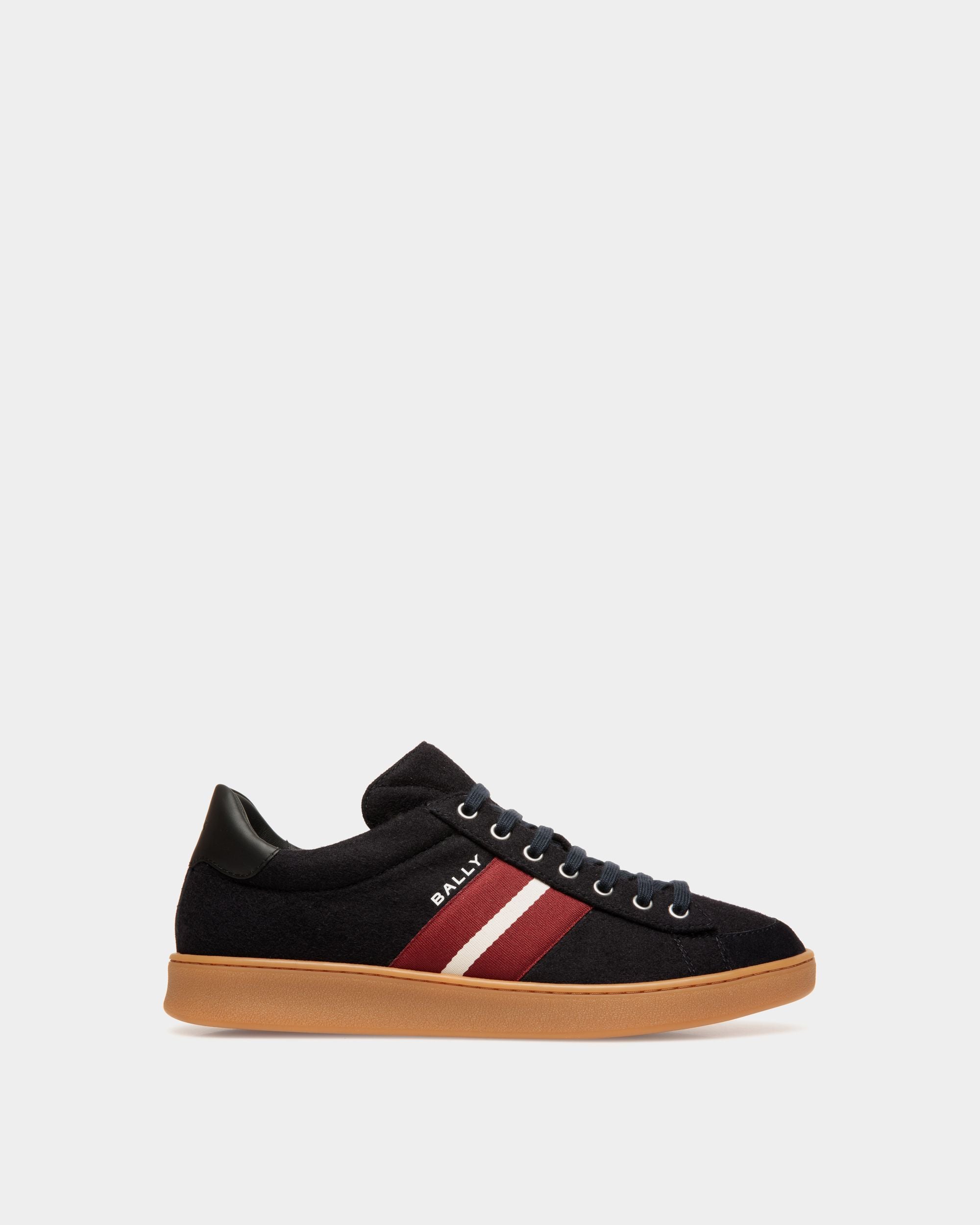 Zapatilla Tennis De Lana Navy Blue Y Piel Negra - Hombre - Bally - 01