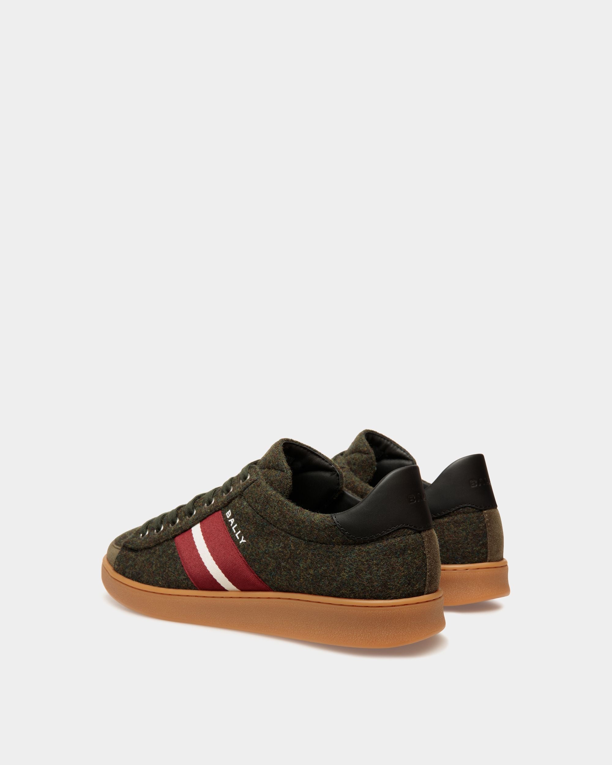 Zapatilla Tennis De Lana Y Piel Sage Green Y Negra - Hombre - Bally - 03