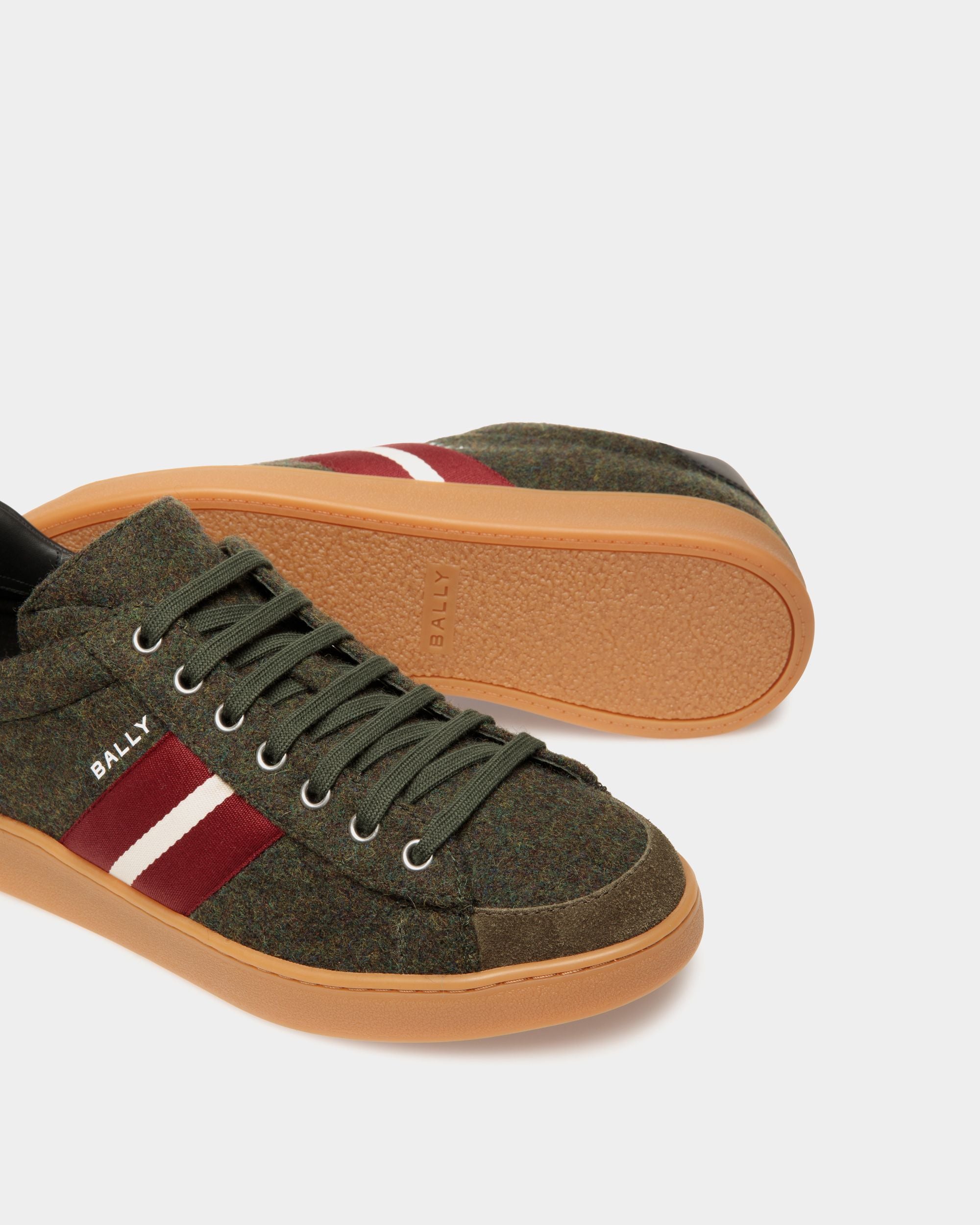 Zapatilla Tennis De Lana Y Piel Sage Green Y Negra - Hombre - Bally - 04