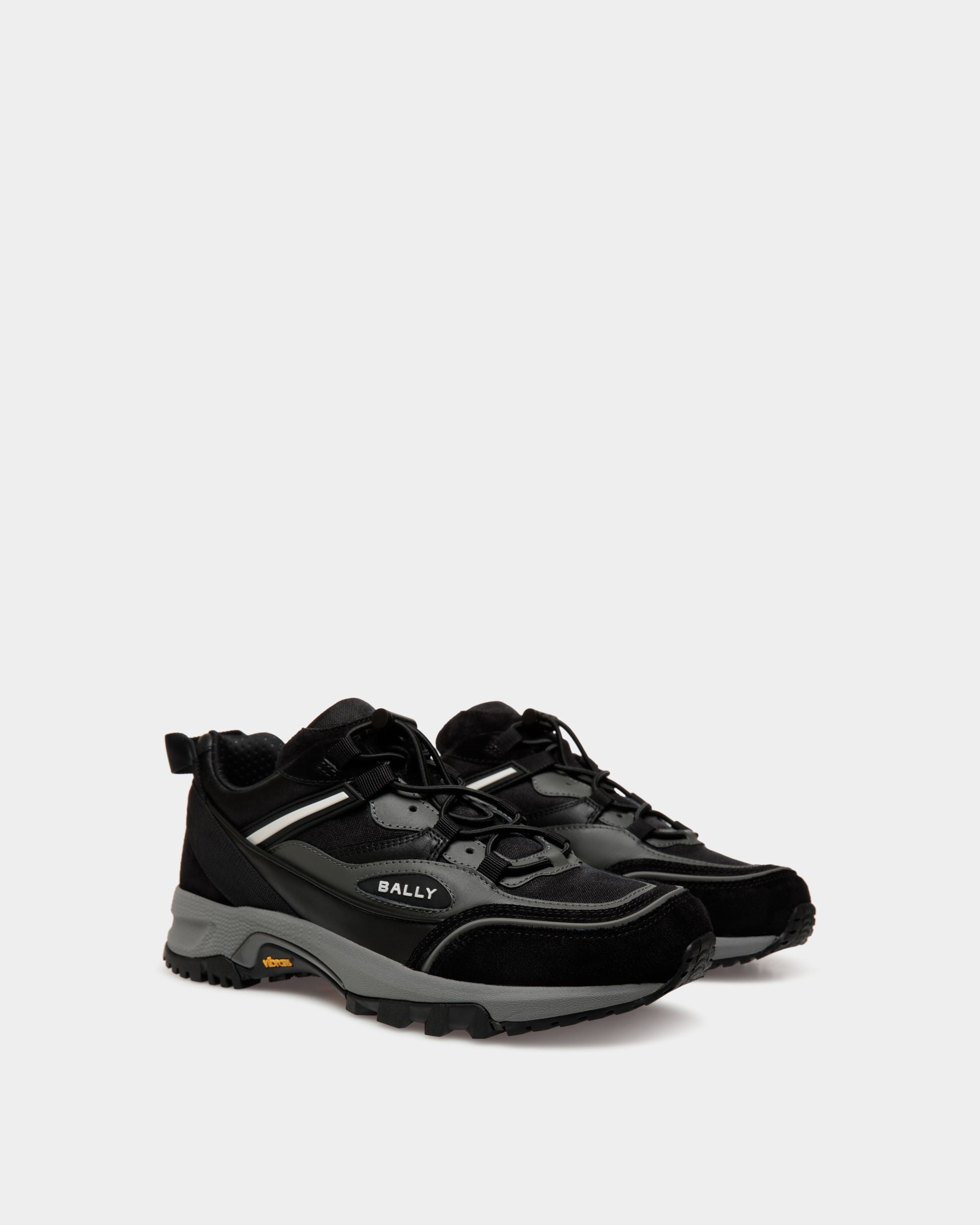 Faster Sneaker In Black And Grey Leather And Nylon - Men's - Bally - 02