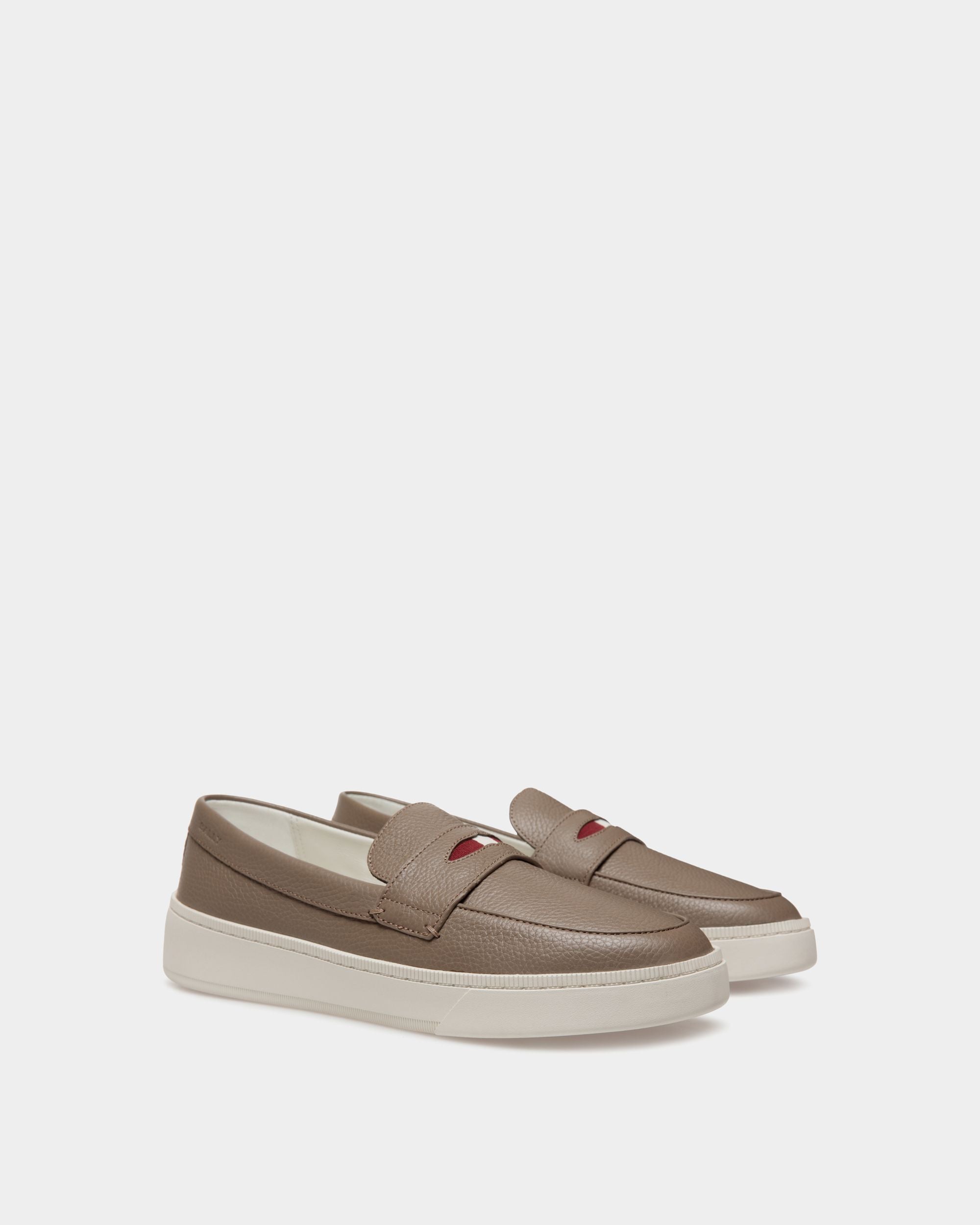 Raise Sneaker In Taupe Grained Leather - Hombre - Bally - 02