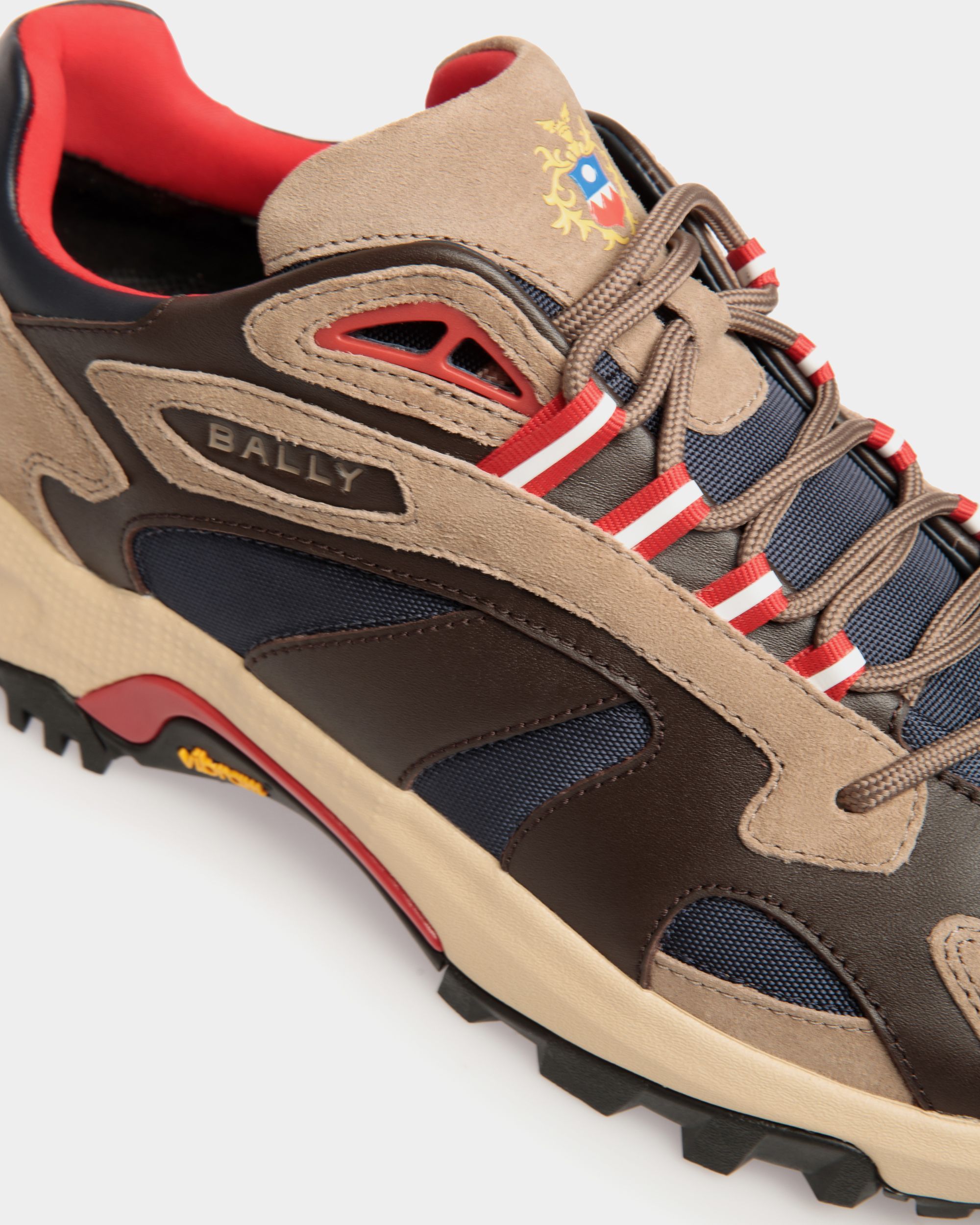 Zapatilla Faster De Piel Y Nailon Topo Y Ébano - Hombre - Bally - 06