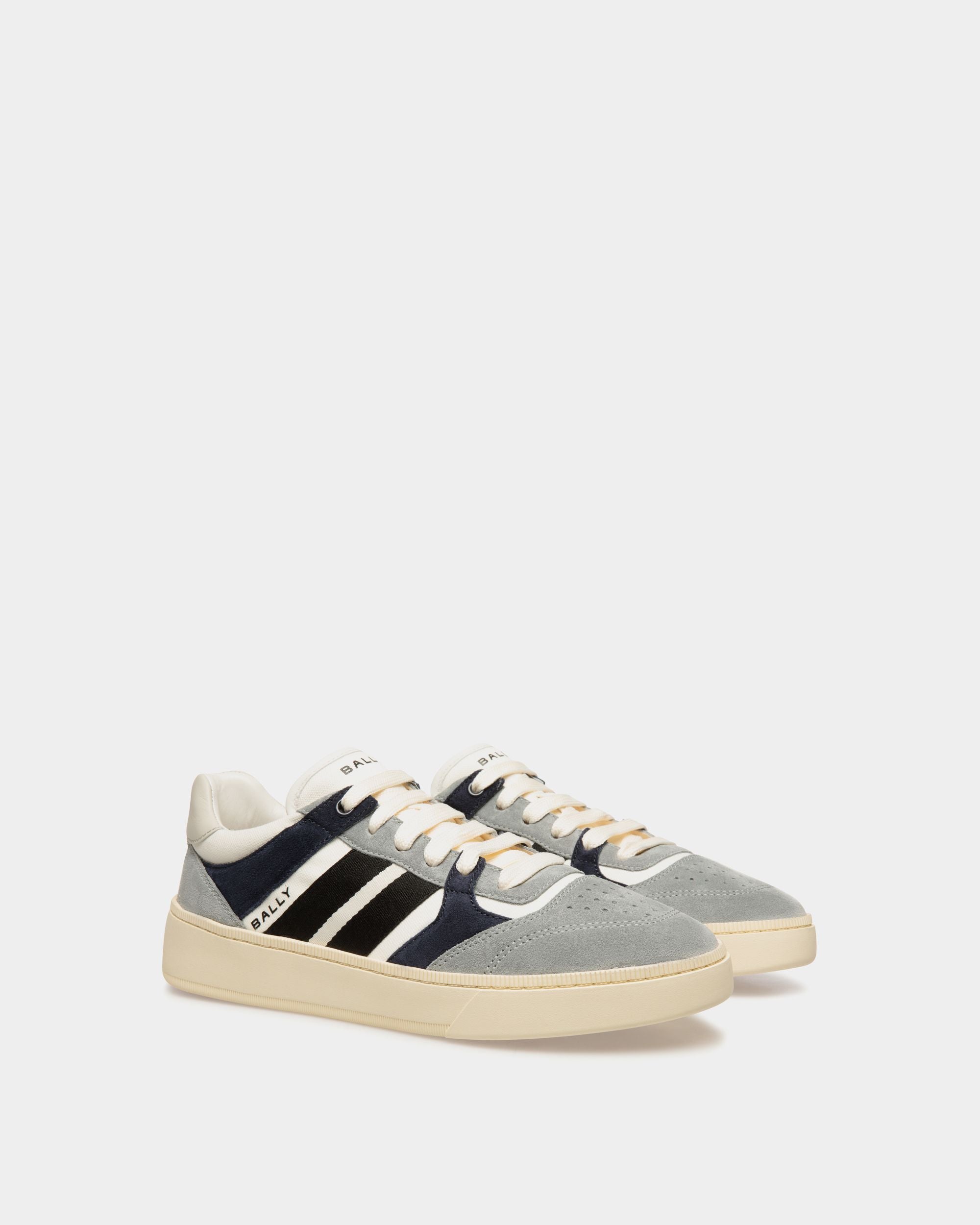 Raise Sneaker in Light Grey Leather and Cotton - Men's - Bally - 02
