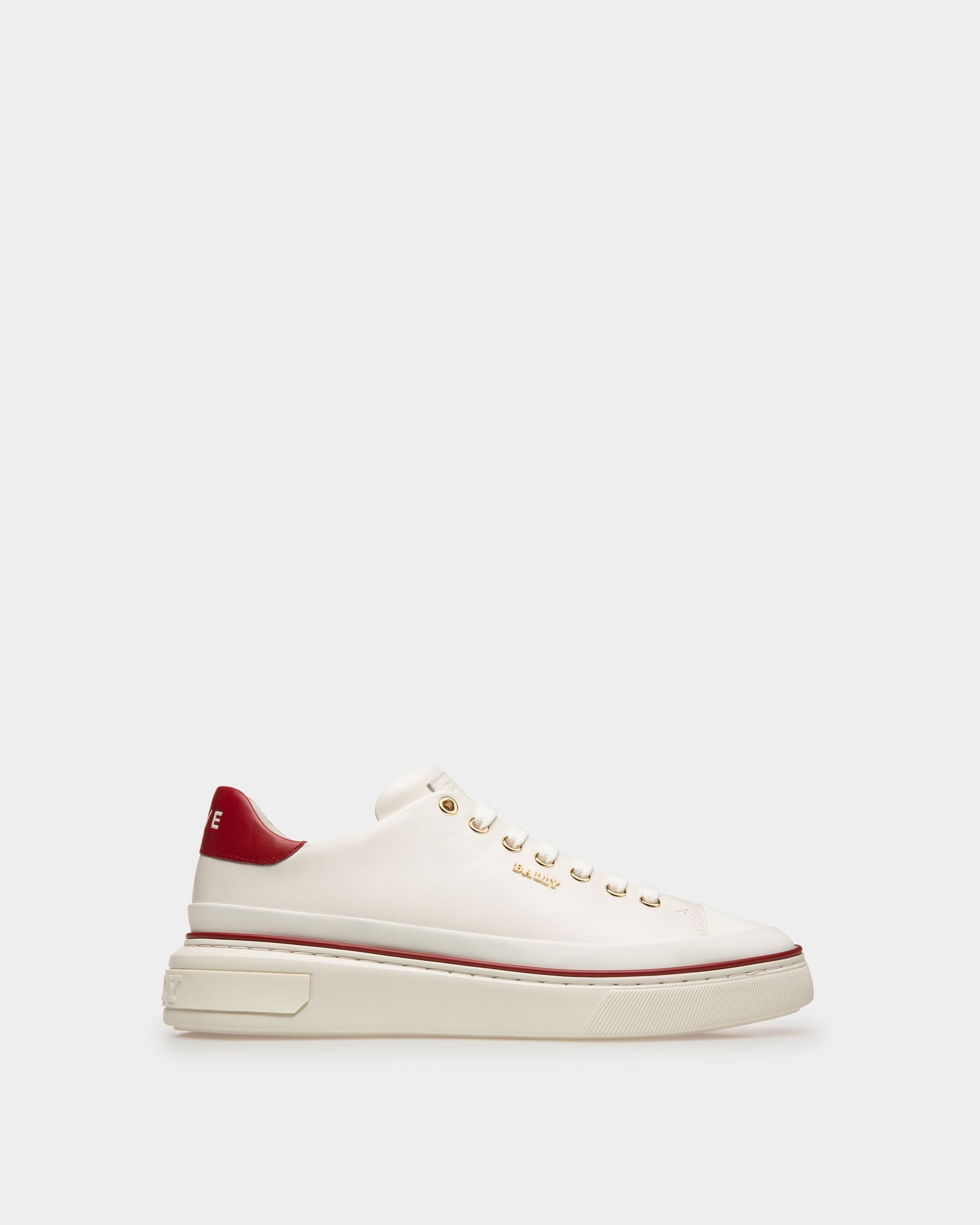 Maily Zapatilla En Piel De Color Blanco Y Rojo - Hombre - Bally - 01