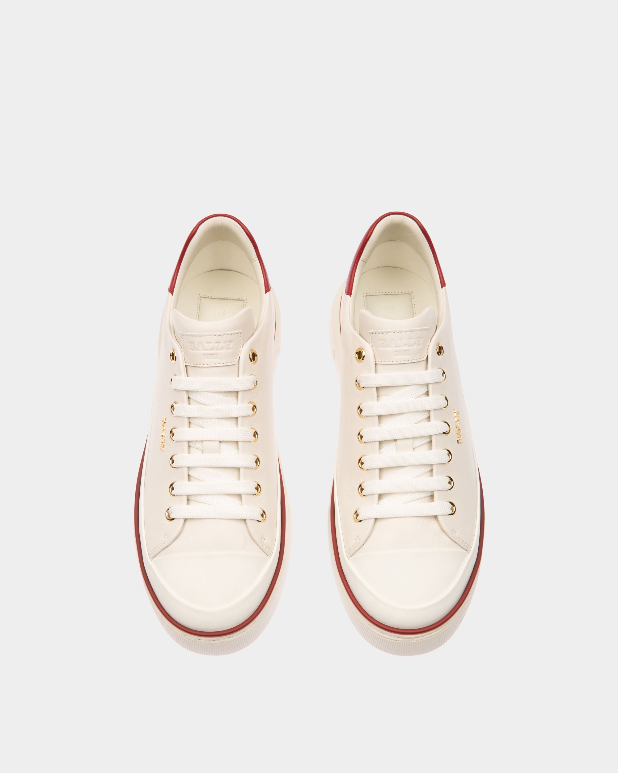Maily Zapatilla En Piel De Color Blanco Y Rojo - Hombre - Bally - 02