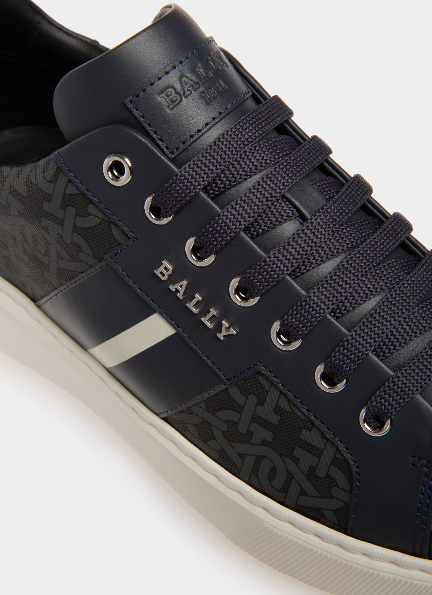 Myron Zapatillas En Mezcla De Algodón Y Piel De Color Gris Y Azul Marino - Hombre - Bally - 06