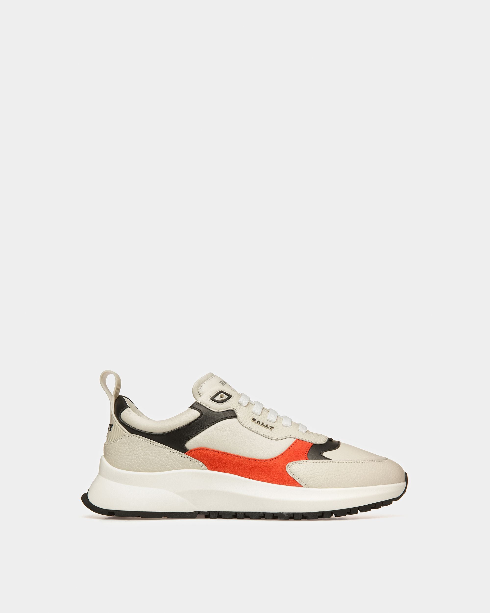 Dave Zapatillas De Tela Y Piel En Blanco Empolvado Y Naranja - Hombre - Bally - 01