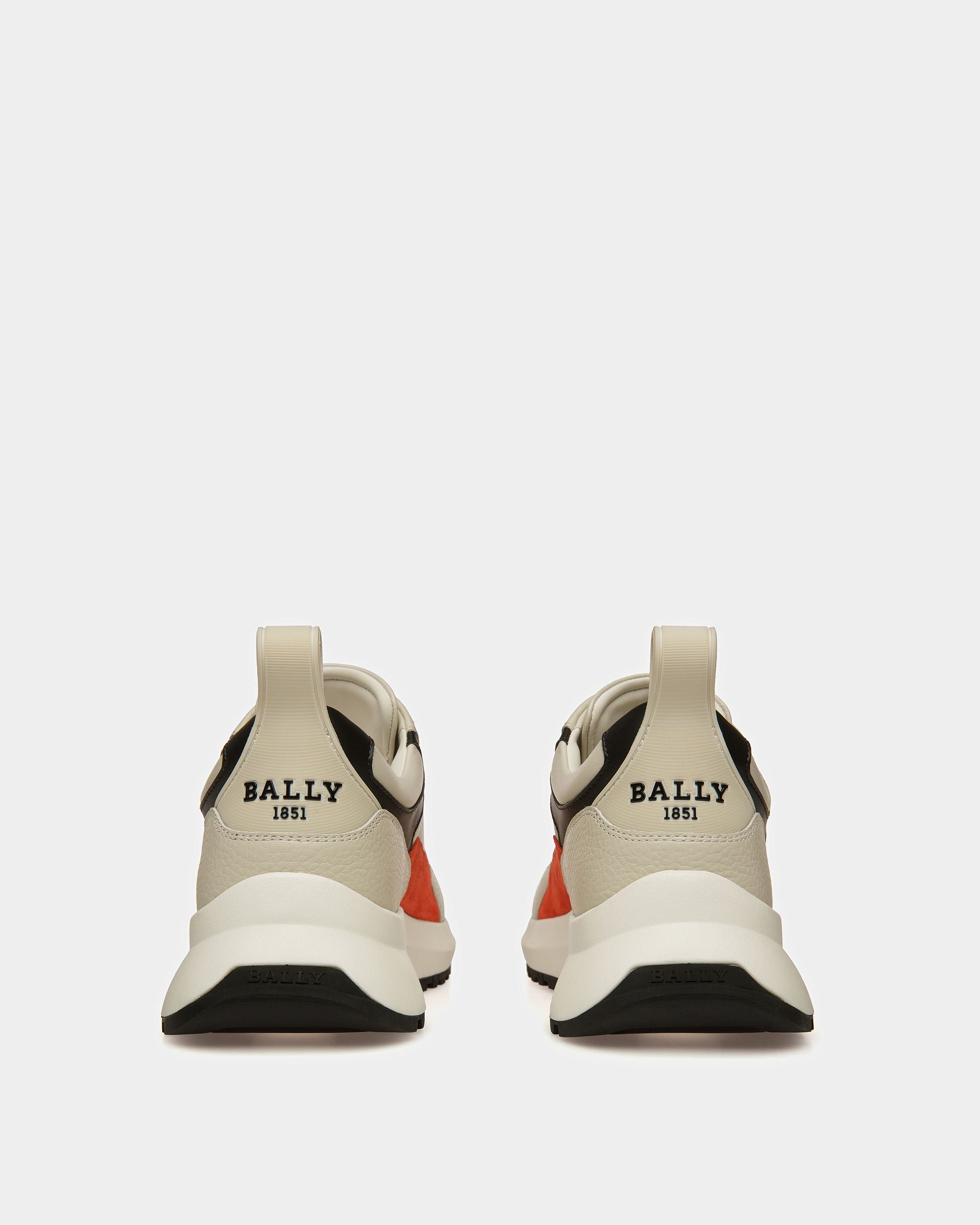 Dave Zapatillas De Tela Y Piel En Blanco Empolvado Y Naranja - Hombre - Bally - 03
