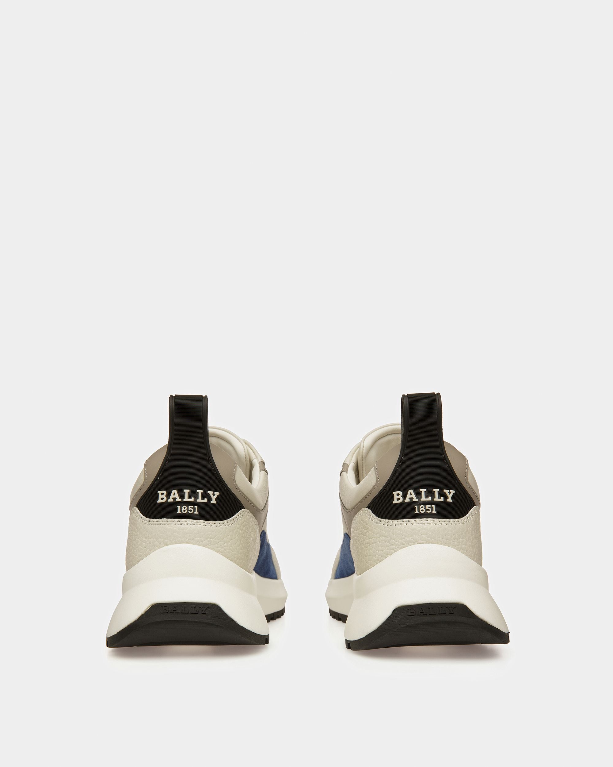 Dave Zapatillas De Tela Y Piel En Blanco Empolvado Y Azul Neón - Hombre - Bally - 03
