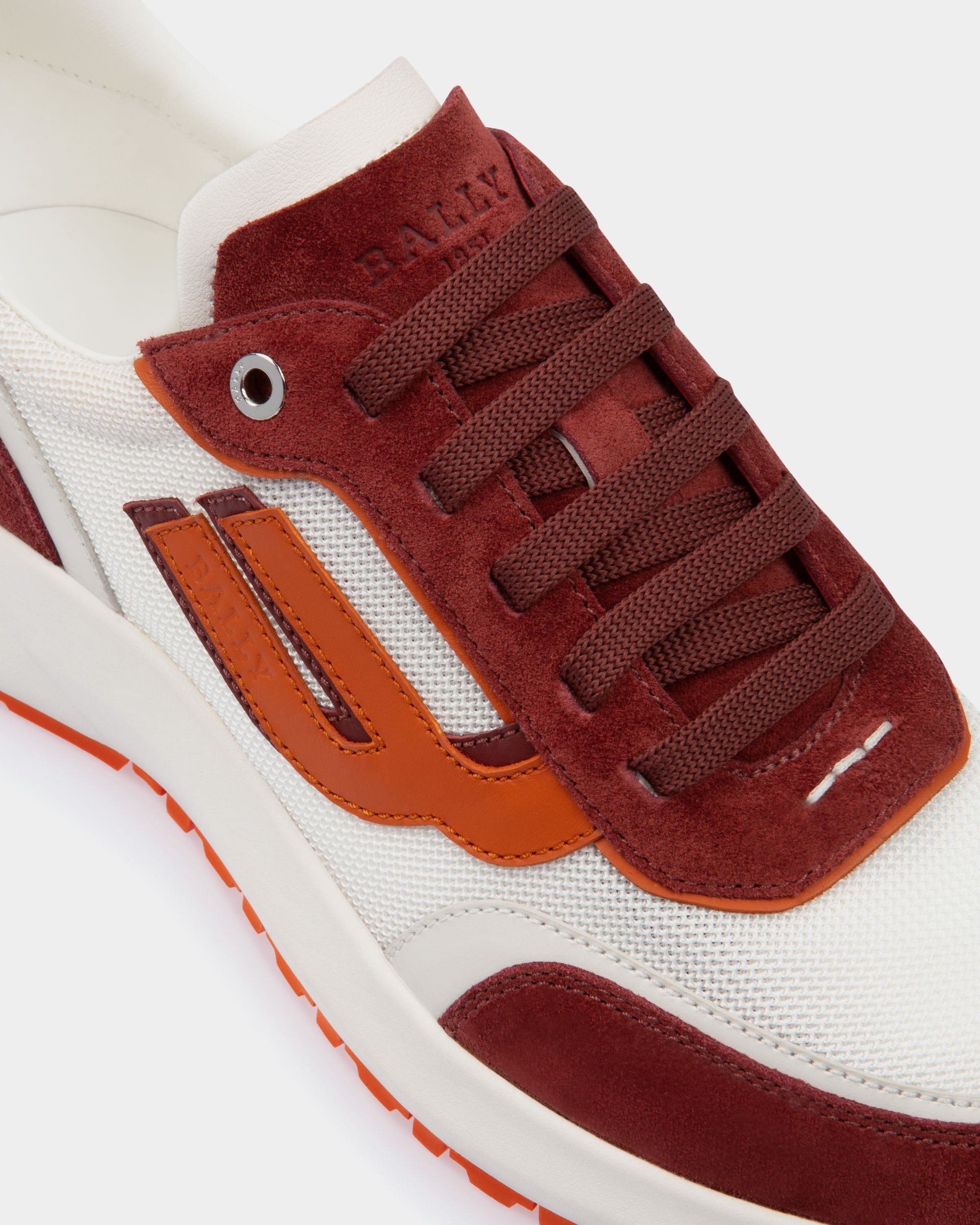 Demmy Zapatillas En Malla Y Piel De Color Rojo Heritage Y Blanco - Hombre - Bally - 03