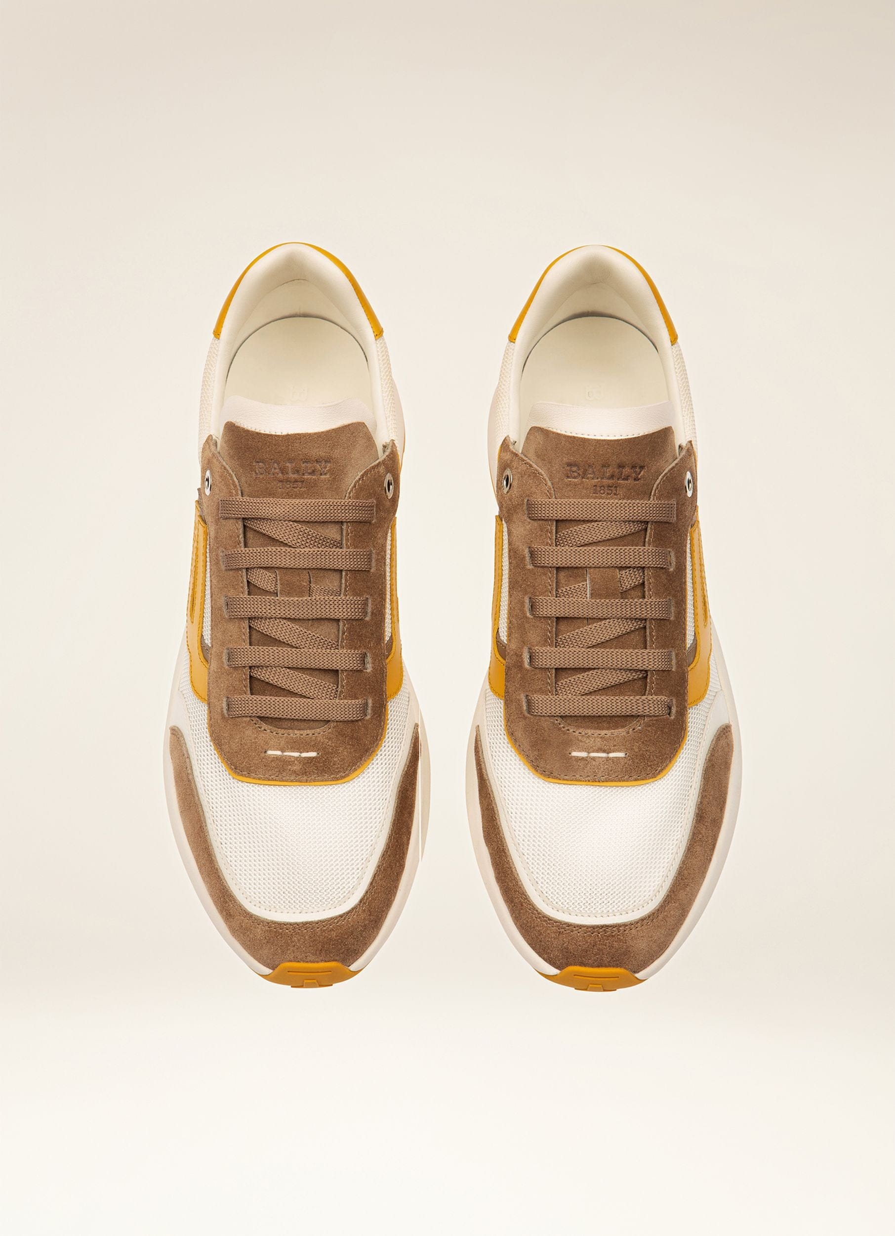 Demmy Zapatillas En Malla Y Piel De Color Marrón Topo Y Blanco - Hombre - Bally - 04